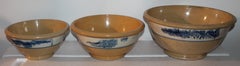 Collection of Three 19th Century Mocha Yellow Ware Bowls
