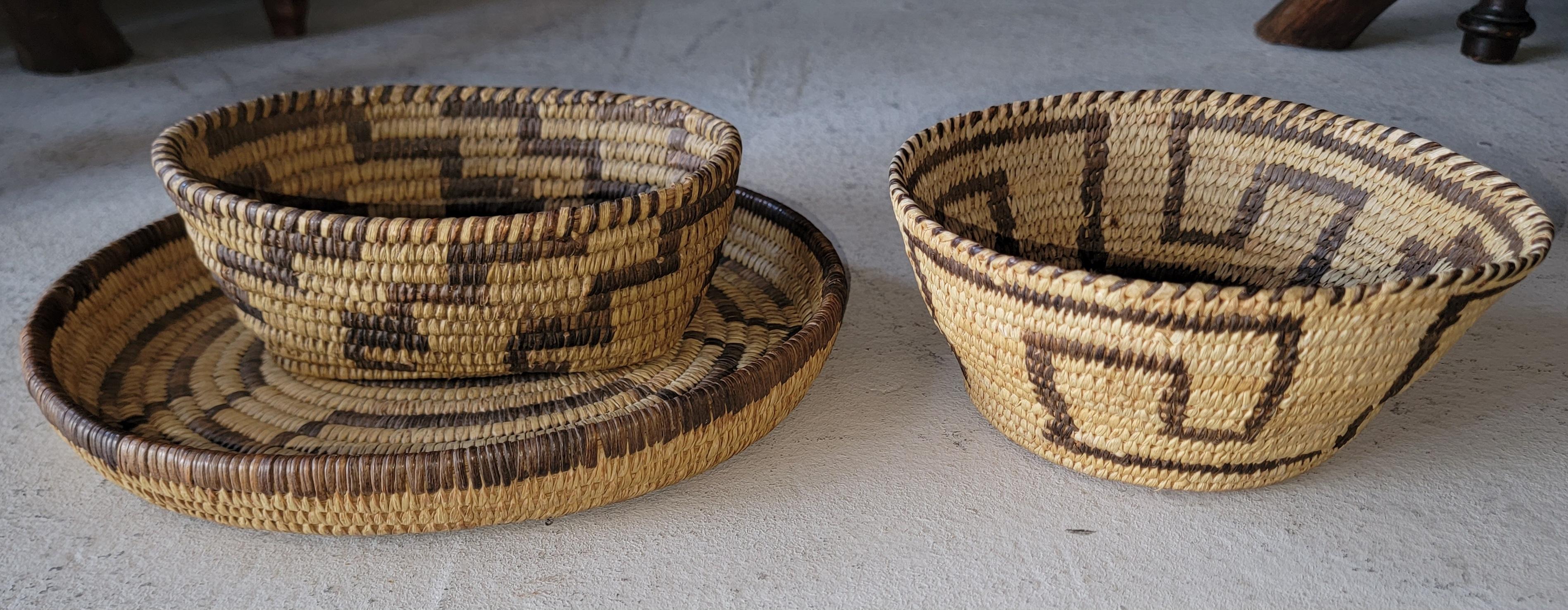 Collection of Three  American Indian Geometric Baskets -3 For Sale 8