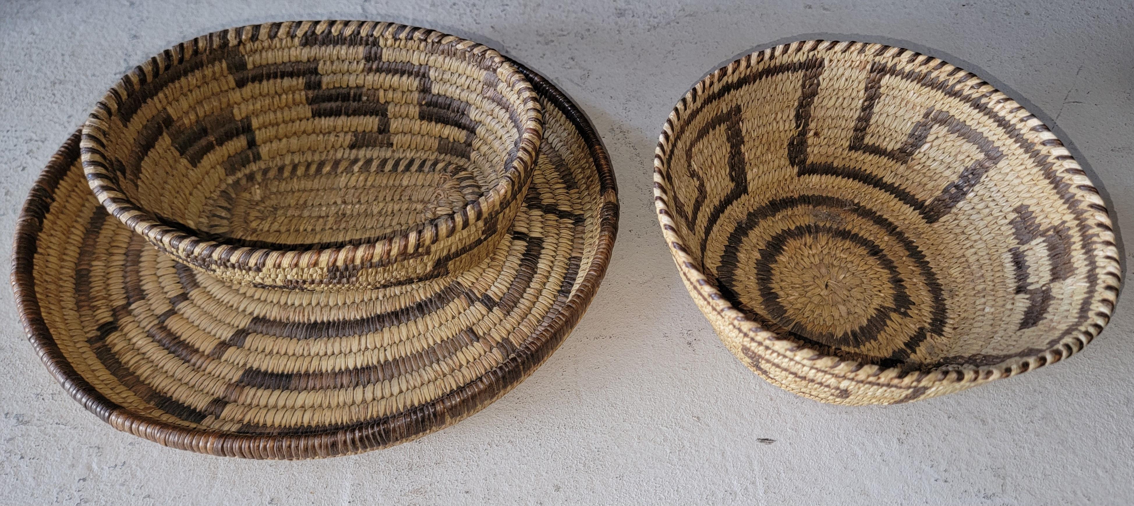 Collection of Three  American Indian Geometric Baskets -3 For Sale 9