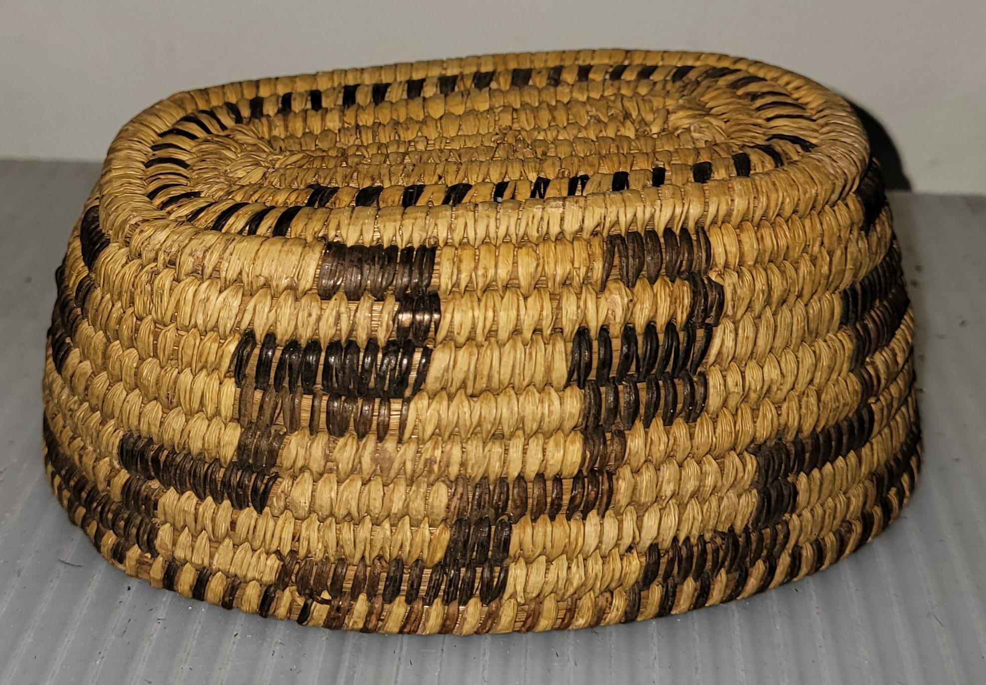 Hand-Woven Collection of Three  American Indian Geometric Baskets -3 For Sale