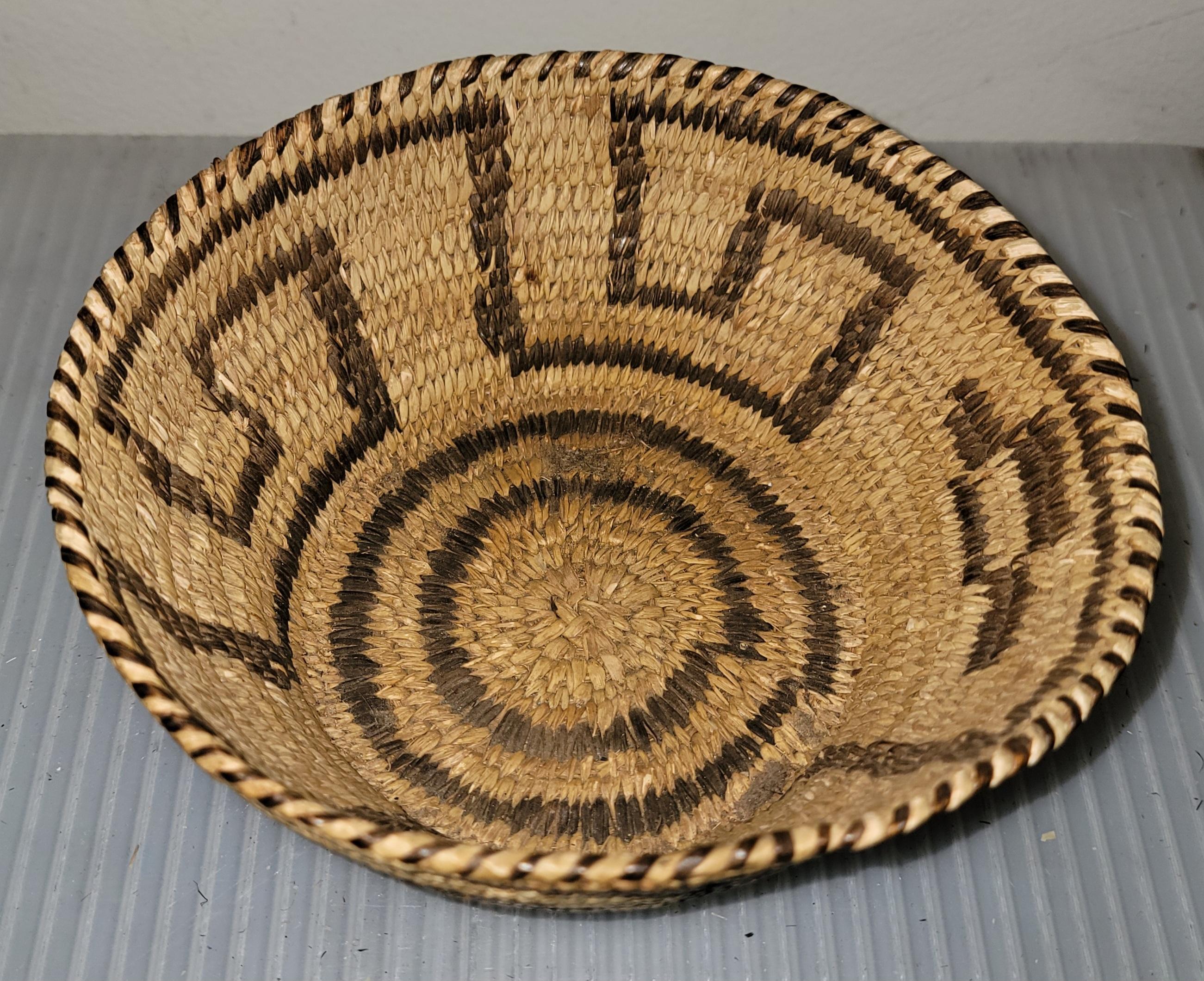 Hemp Collection of Three  American Indian Geometric Baskets -3 For Sale