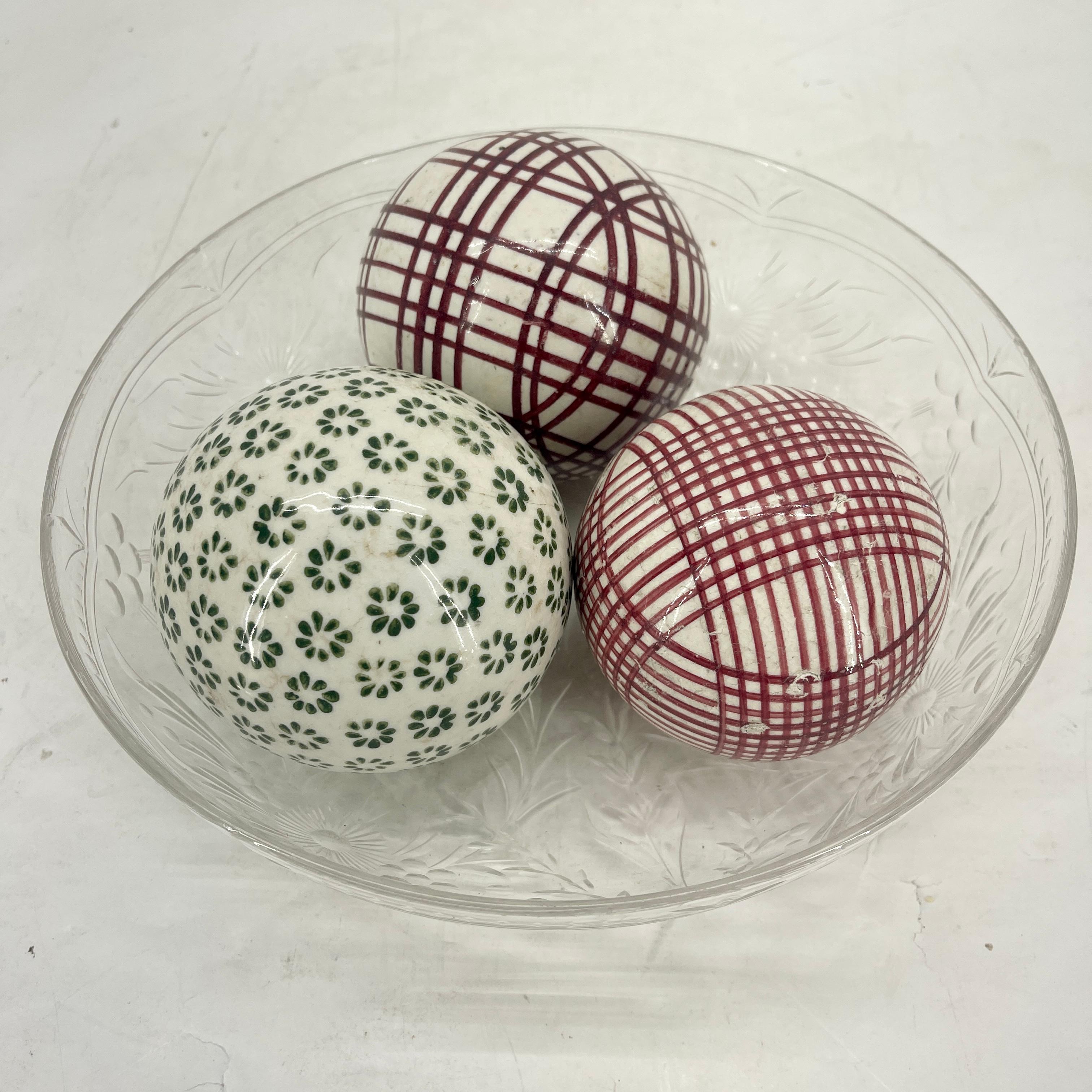 XIXe siècle  Collection de trois boules de tapis écossais antiques, fin du 19ème siècle en vente