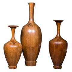 Collection of Three Art Deco Timber Vases, De Coene Frères, Belgian circa 1940