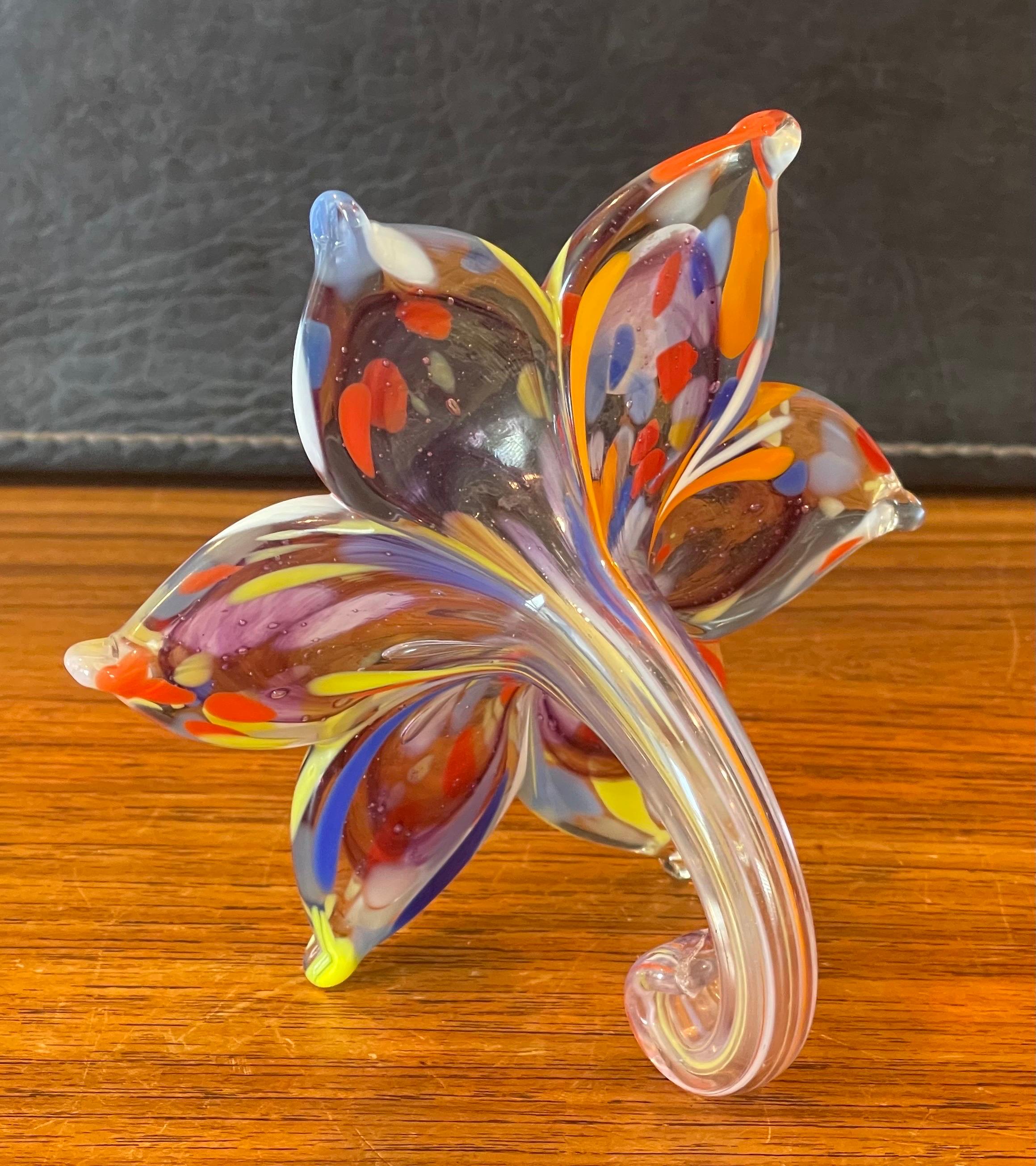 Collection of Three Art Glass Flower Sculptures by Murano Glass For Sale 5