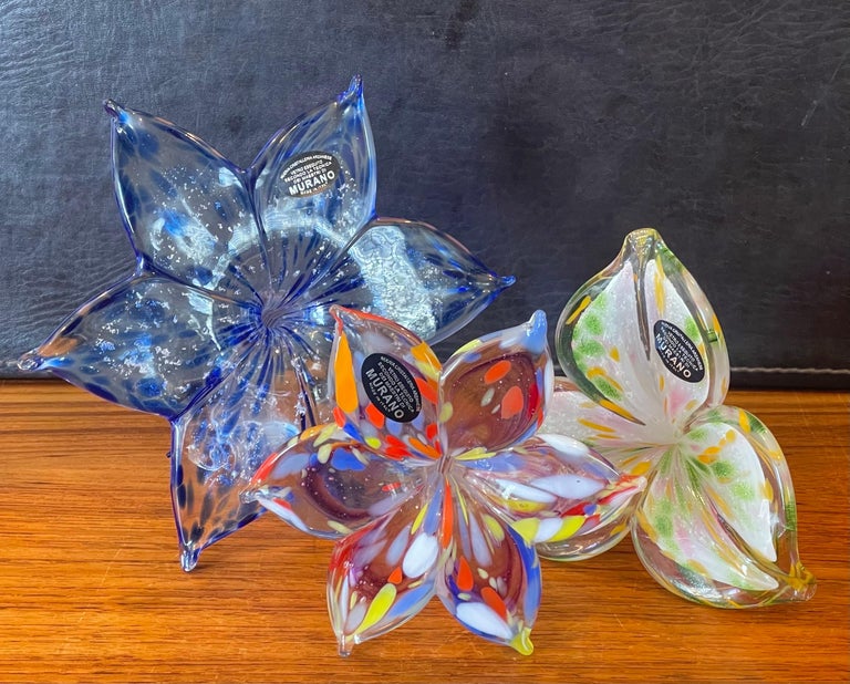 Collection of Three Art Glass Flower Sculptures by Murano Glass For Sale at  1stDibs