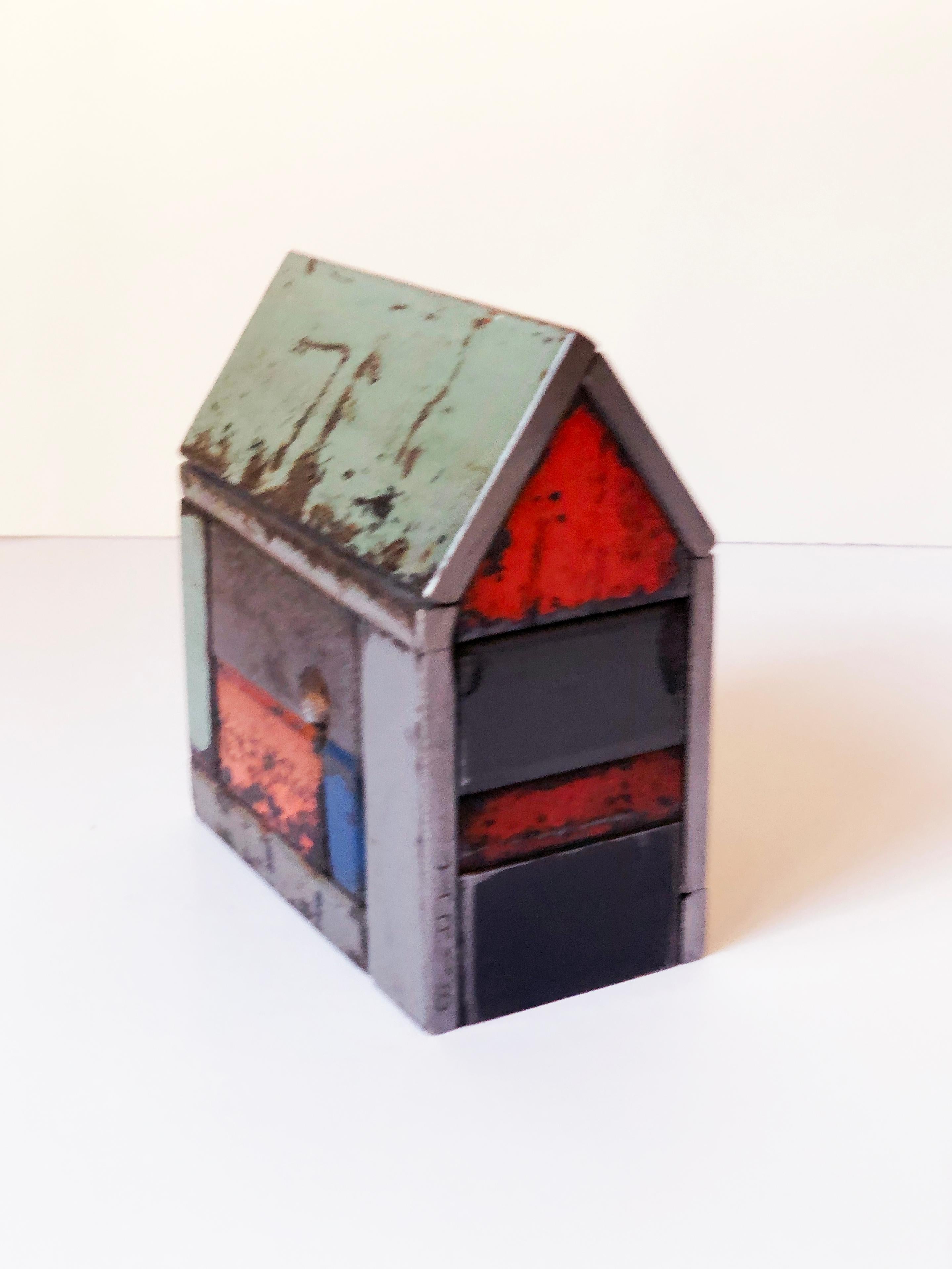 Folk Art Collection of Three Barn House Structures by Jim Rose, Welded Salvaged Steel