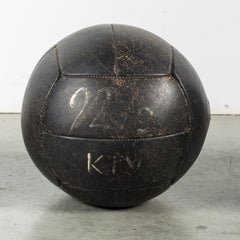 Collection of Three Black Vintage Leather Medicine Balls