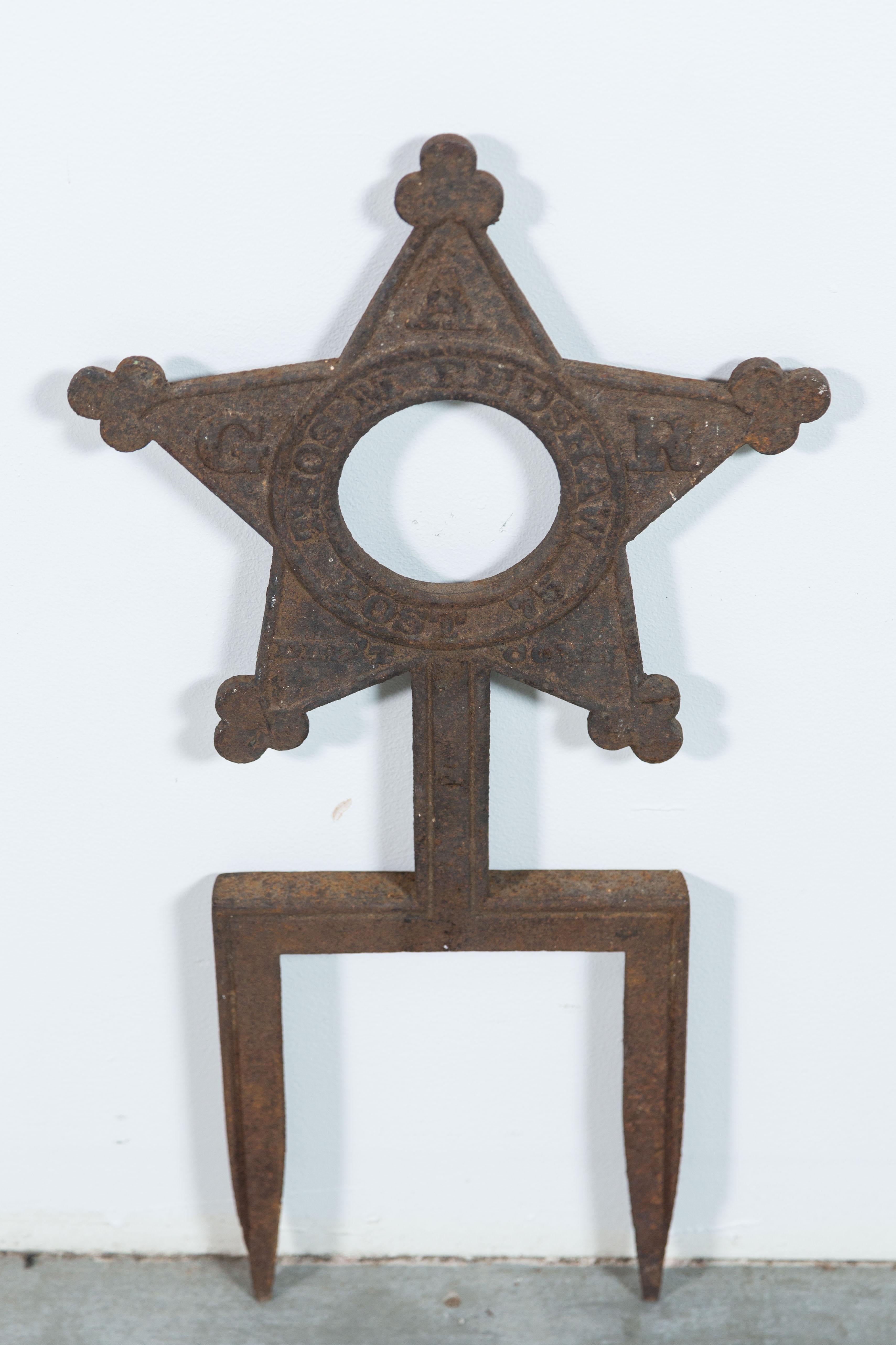 Collection of three Daughters of the Revolution cast iron star markers. Marked GAR Thos Feushaw Post 75 Conn.