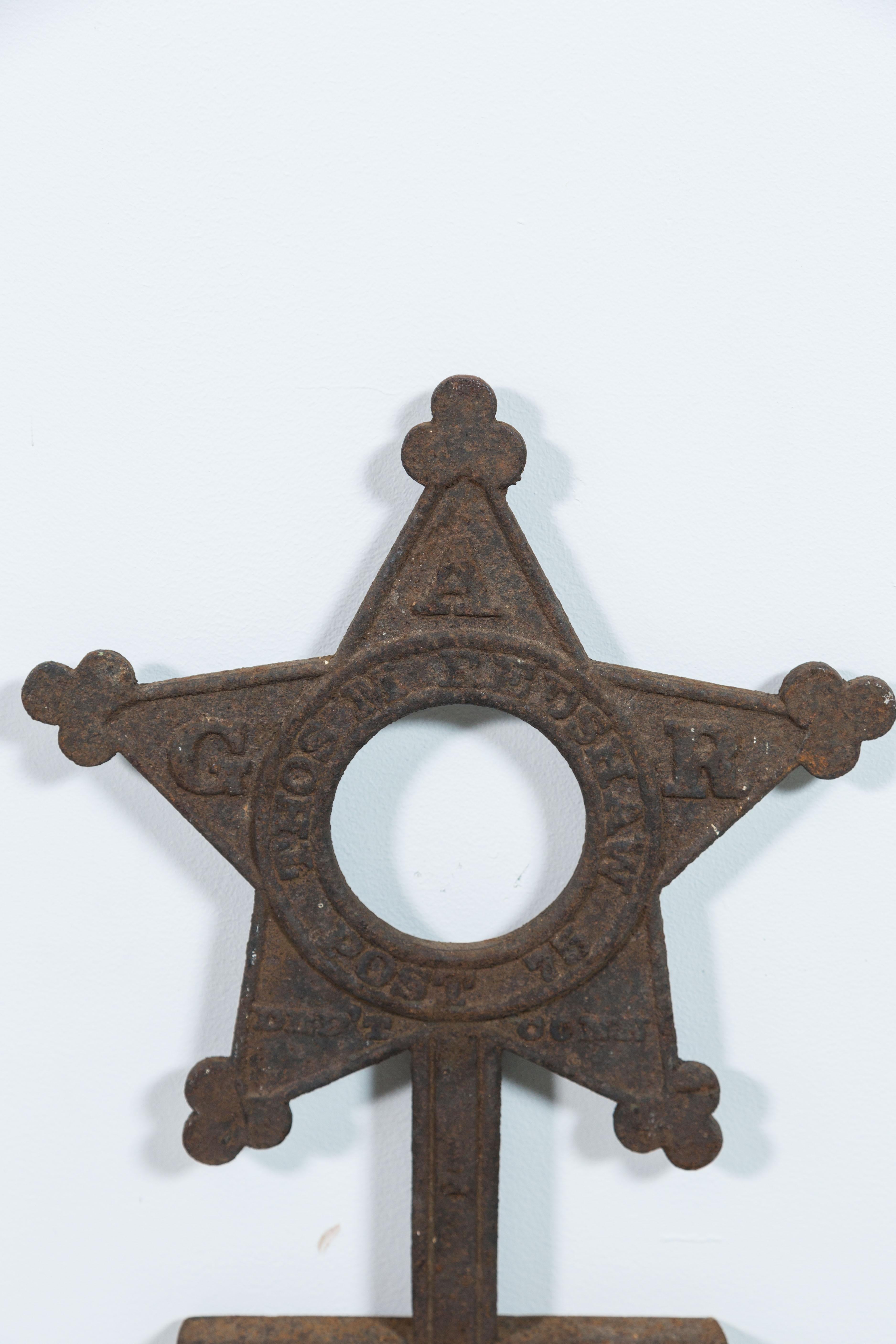 North American Collection of Three Cast Iron Star Victorian Daughters of the Revolution Markers For Sale
