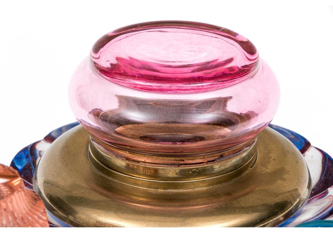 Collection Of Three Colorful Luxury Glass Inkwells For Sale 5