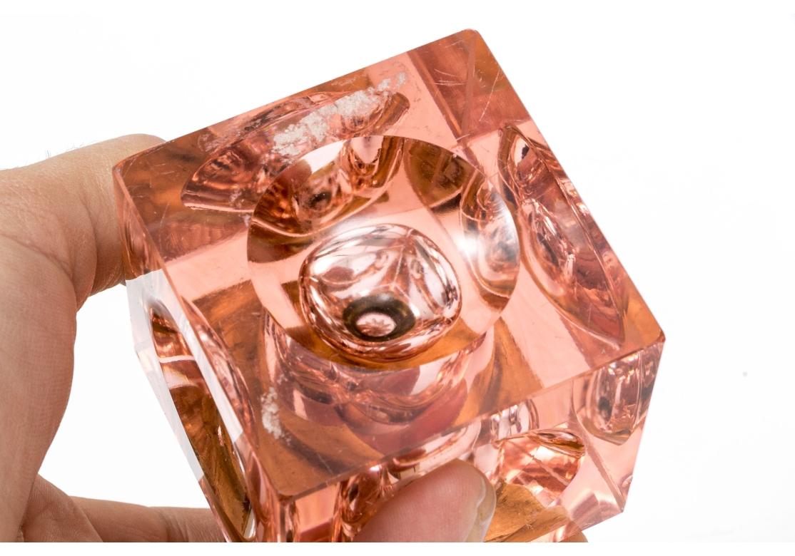 Hollywood Regency Collection Of Three Colorful Luxury Glass Inkwells For Sale