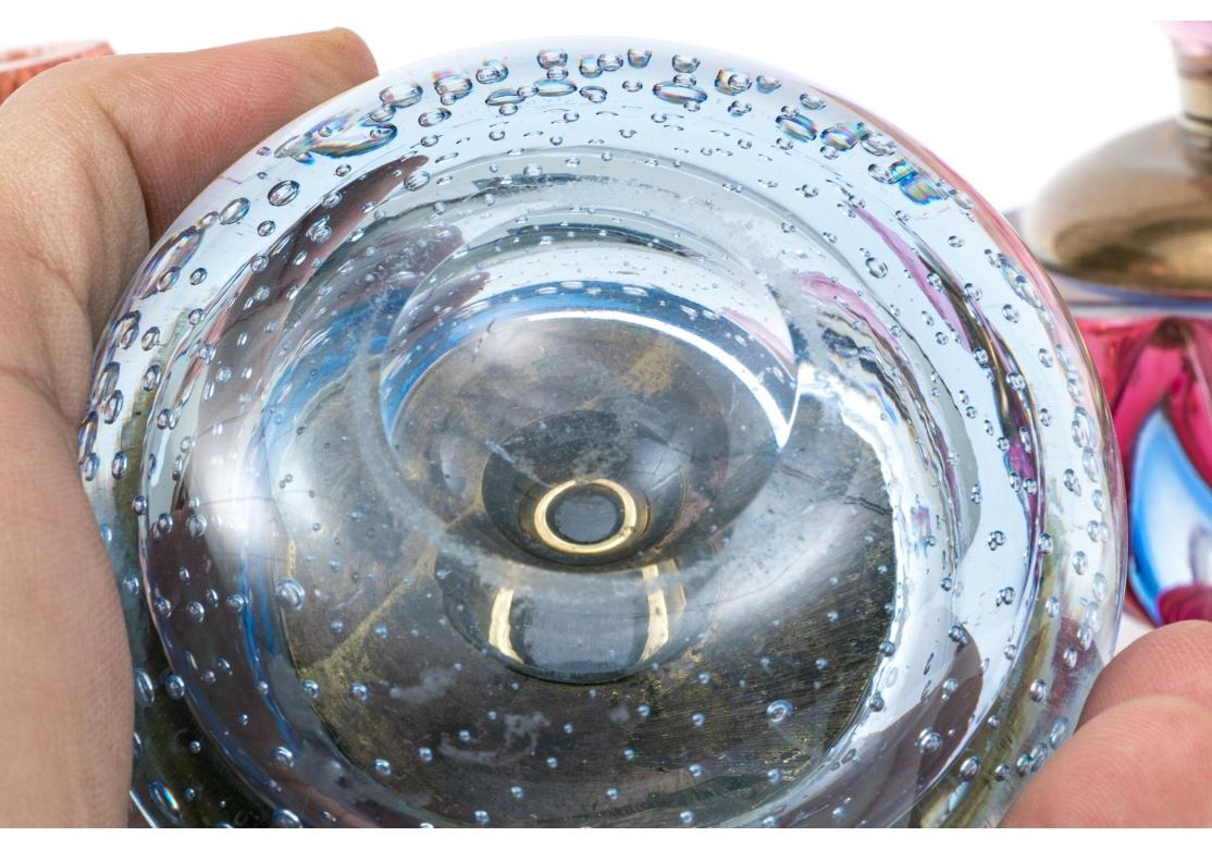 Collection Of Three Colorful Luxury Glass Inkwells For Sale 1