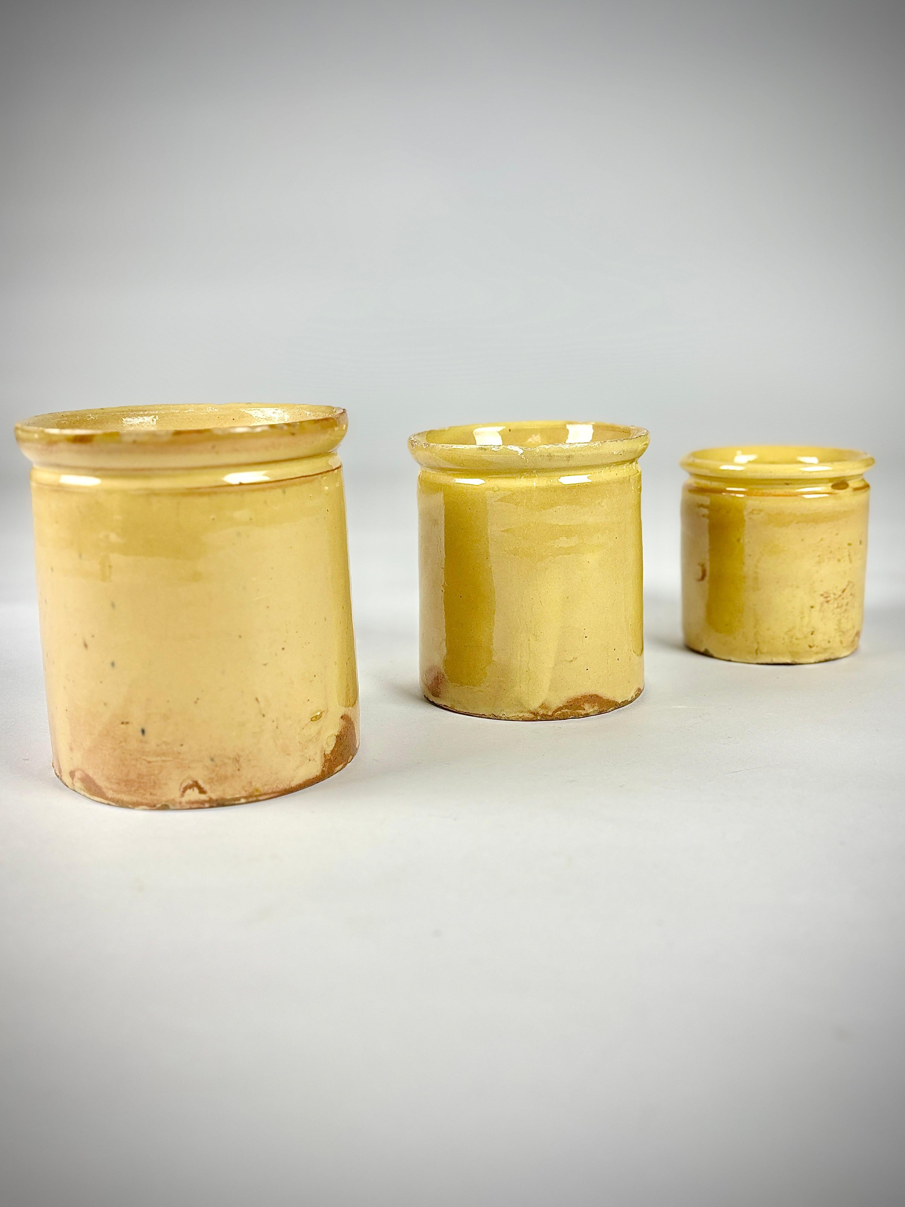 Vernissé Collectional de trois pots à miel en terre cuite du début du 20e siècle en vente