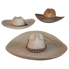 Vintage Collection of Three Handmade Sombreros