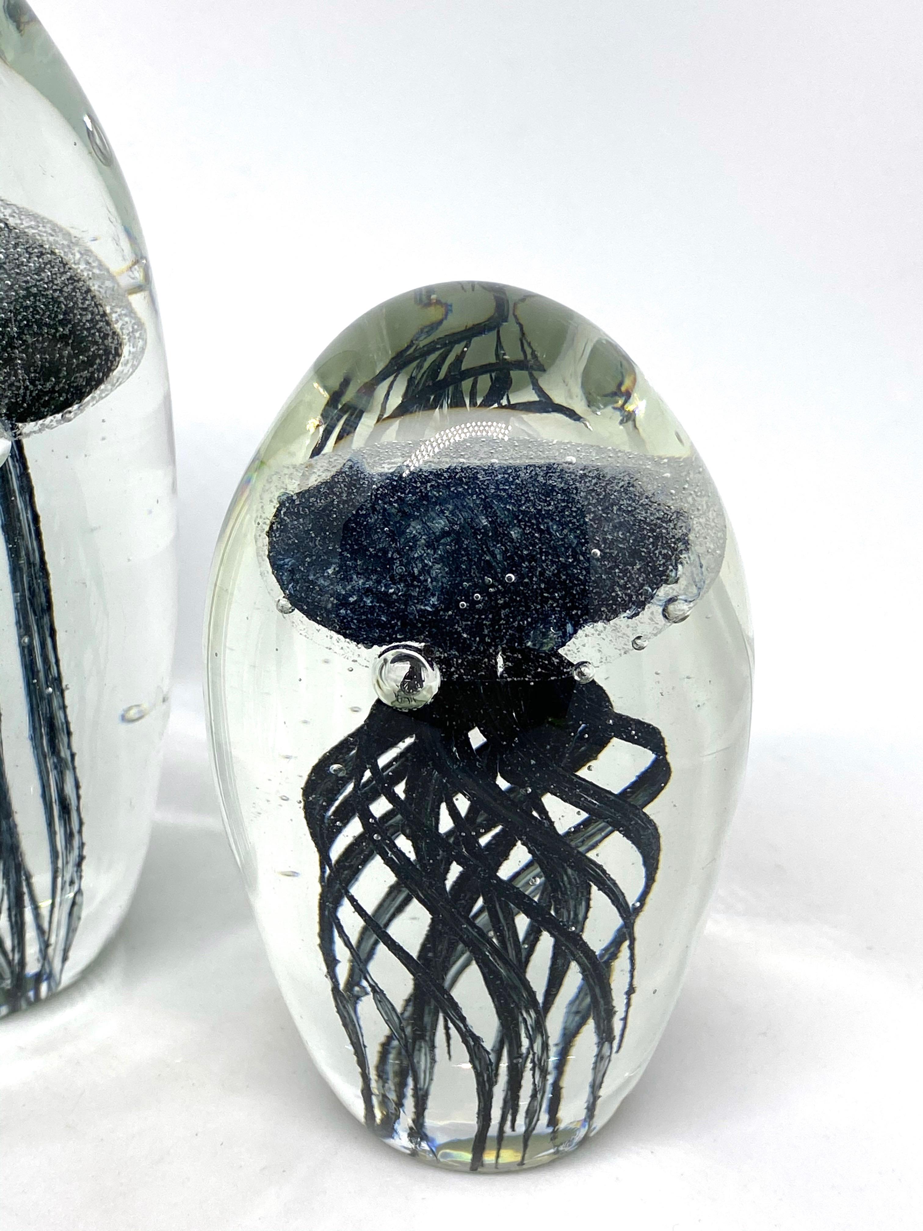 Collection of Three Jelly Fish Murano Italian Art Glass Aquarium Paperweights 1