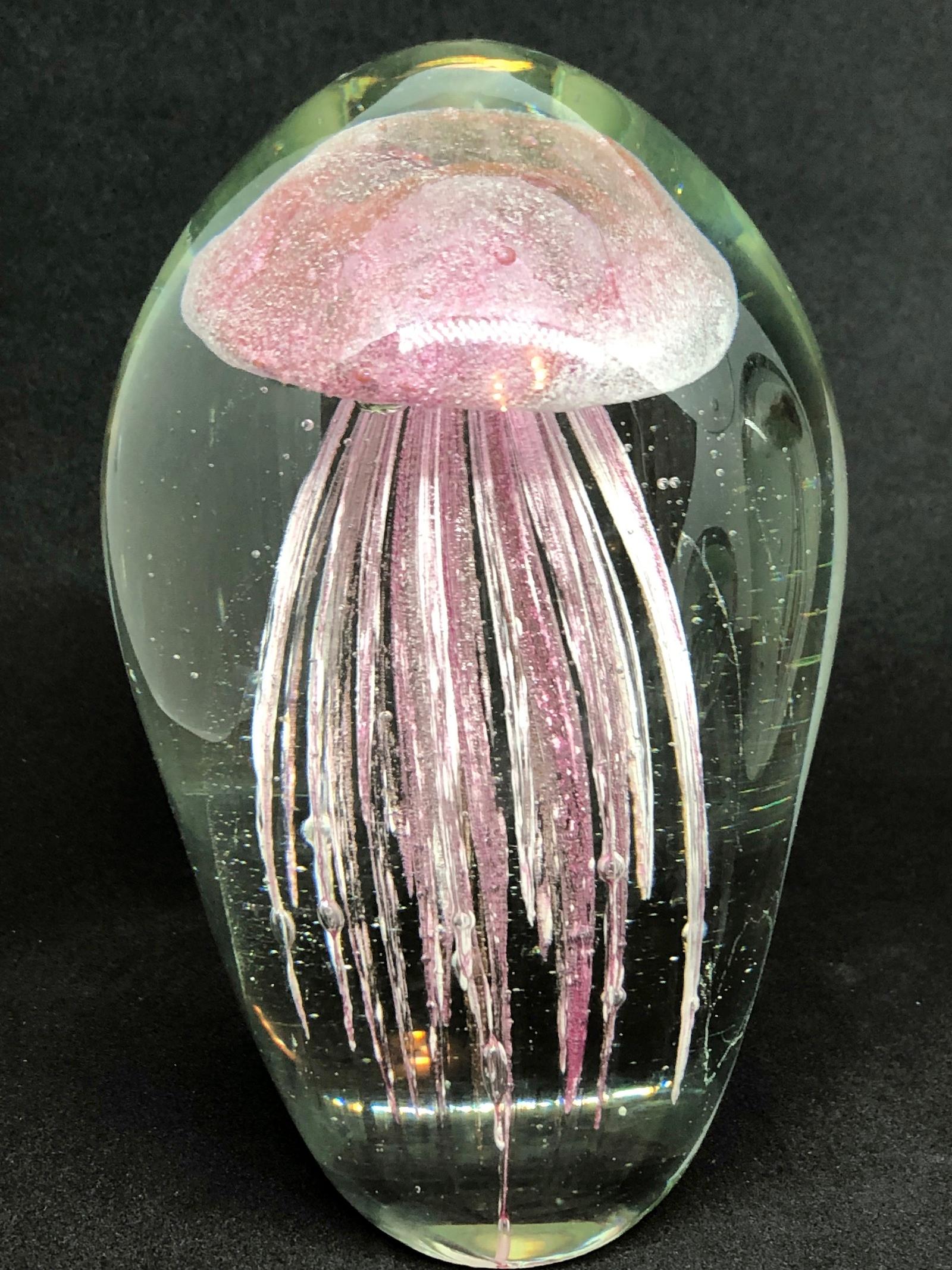 Hand-Crafted Collection of Three Jelly Fish Murano Italian Art Glass Aquarium Paperweights