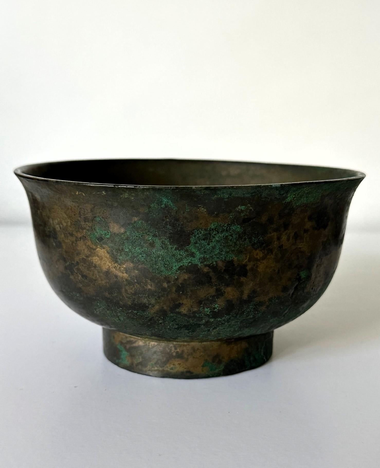 Collection of Three Korean Antique Bronze Bowls In Fair Condition For Sale In Atlanta, GA