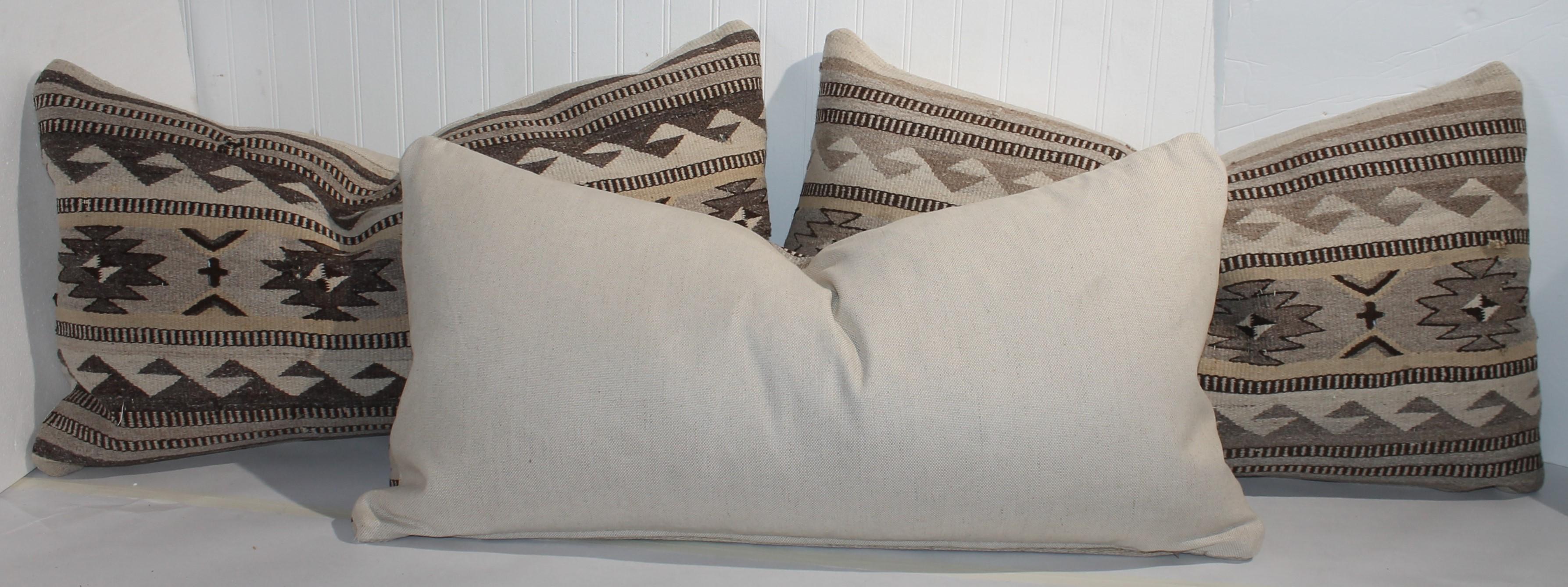 These fine weaving pillows are made in Mexico to look like American Navajo Weaving Pillows and are in very good condition. Can be sold individually @ 895.00 each or as a collection of three for 1895.00 for the group.