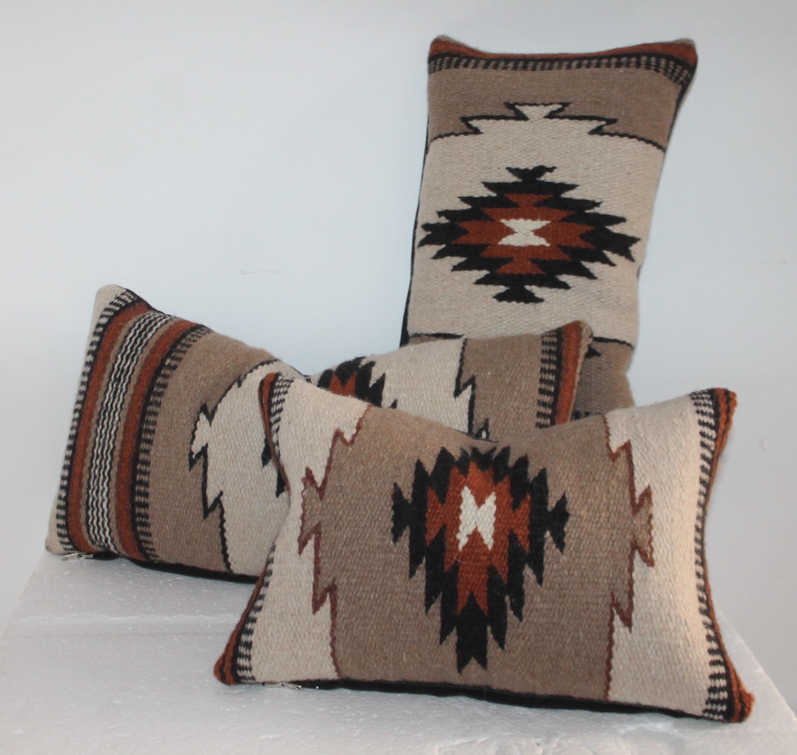 American Collection of Three Mexican Indian Weaving Kidney Pillows