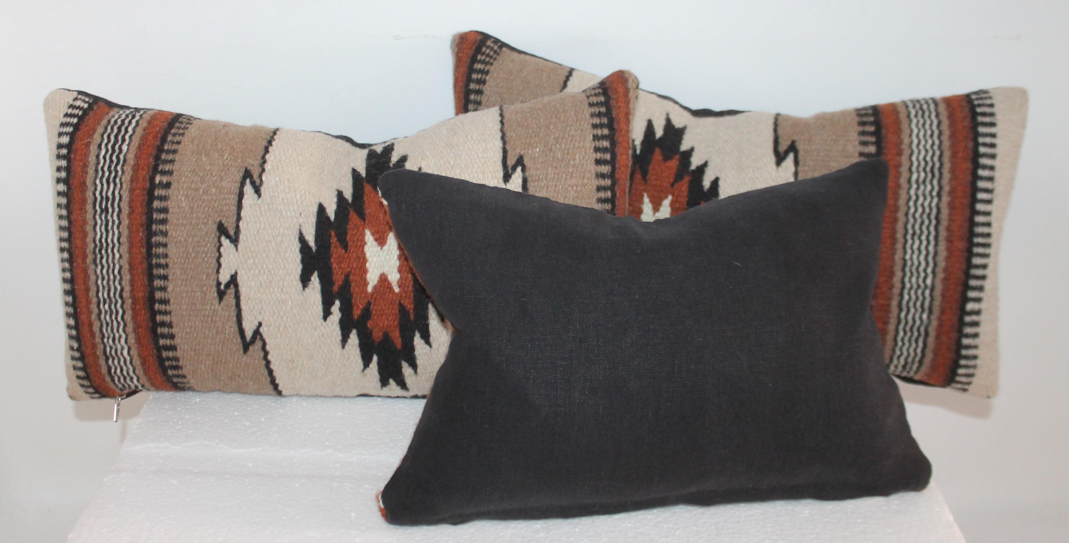 Hand-Woven Collection of Three Mexican Indian Weaving Kidney Pillows