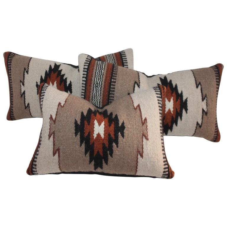 Collection of Three Mexican Indian Weaving Kidney Pillows