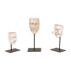 Collection of Three Mid-20th Century Mask Molds from Ecuador on Custom Stands