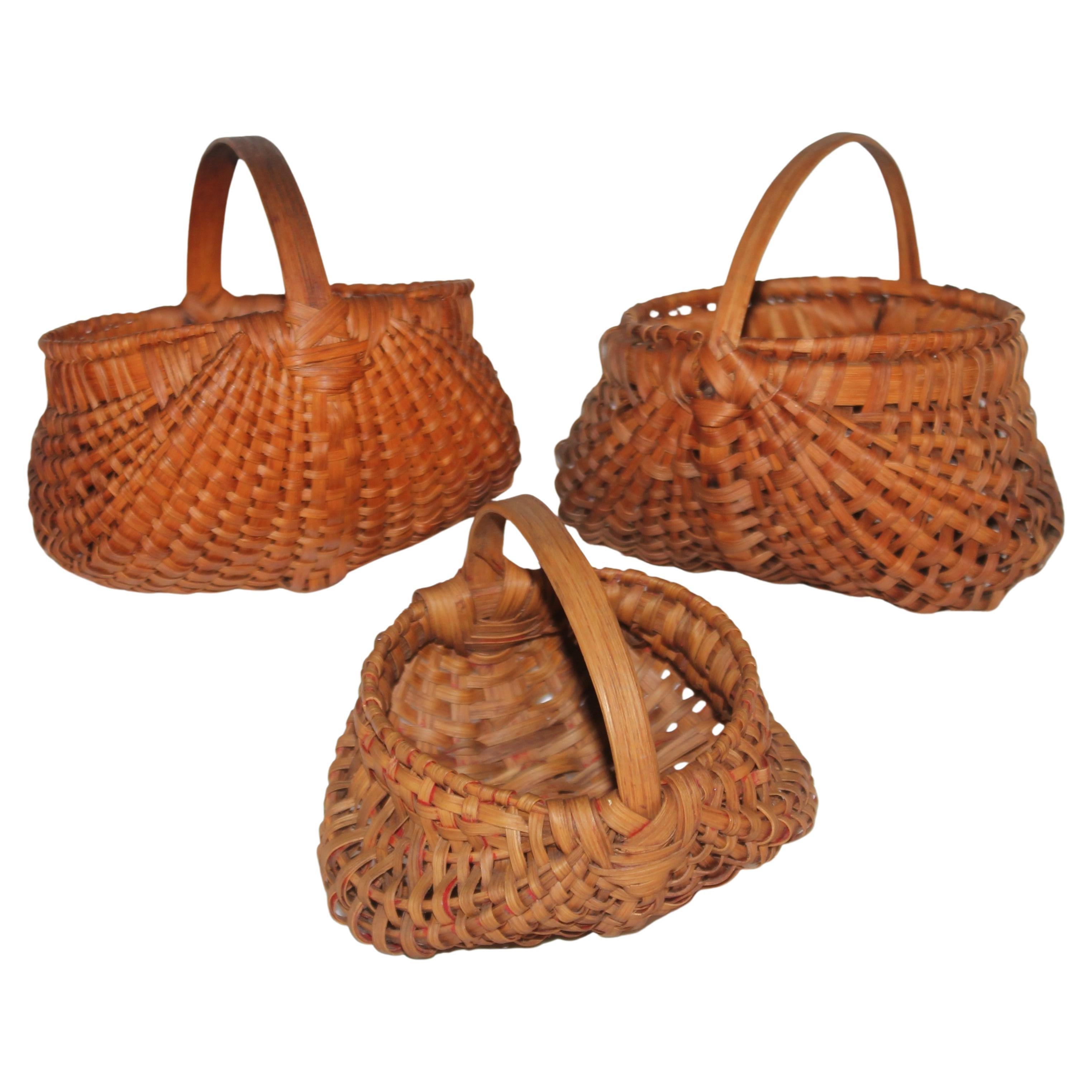 Collection of Three Miniature 19th C Hiney Baskets