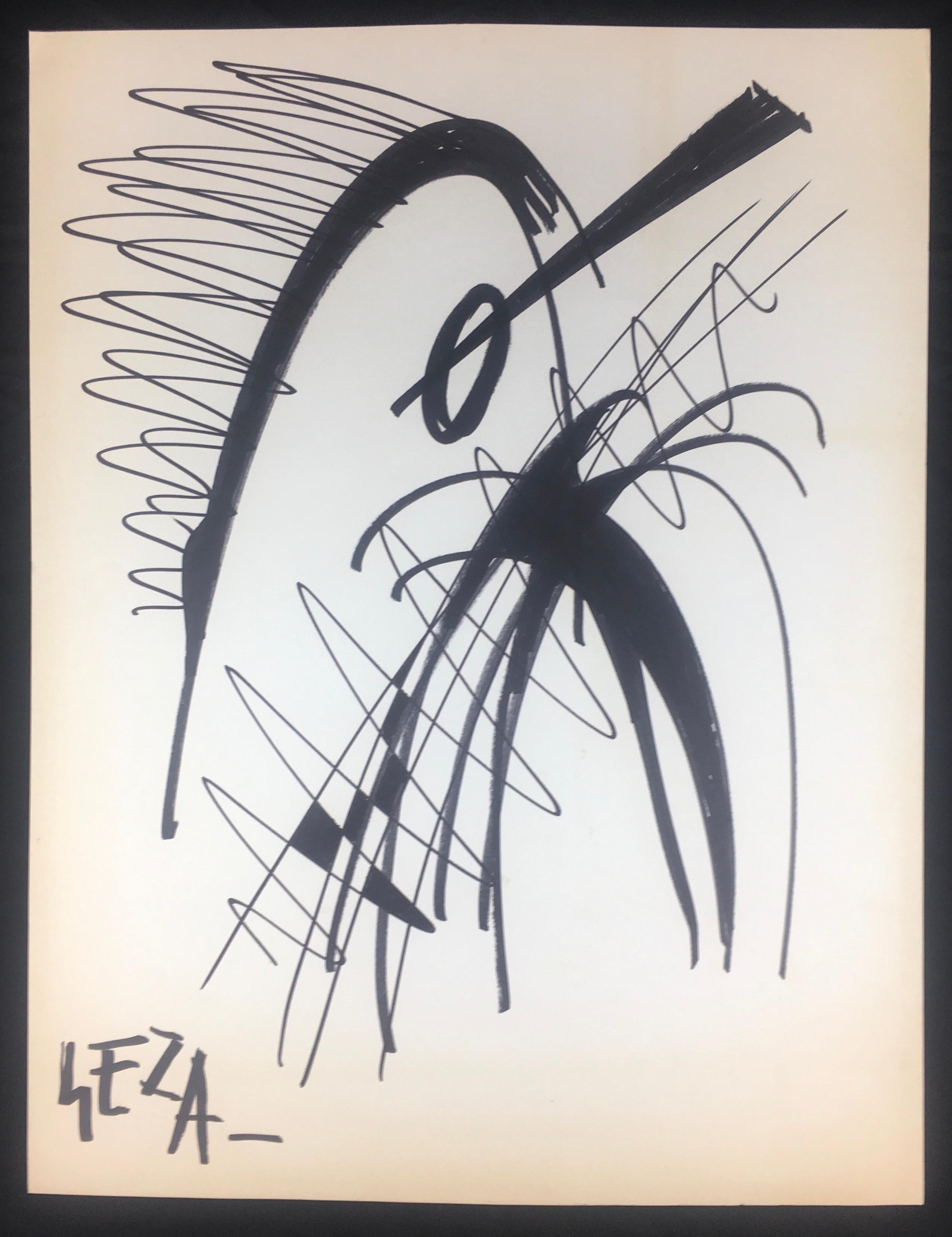 Very decorative collection of modern abstract drawings signed Geza and dated 1988. Attributed to Geza Skobel. 

Geza Szobel (1905-1963) is a Hungarian painter naturalized French. He spent his entire career in Paris between 1935 and 1963. In Paris,