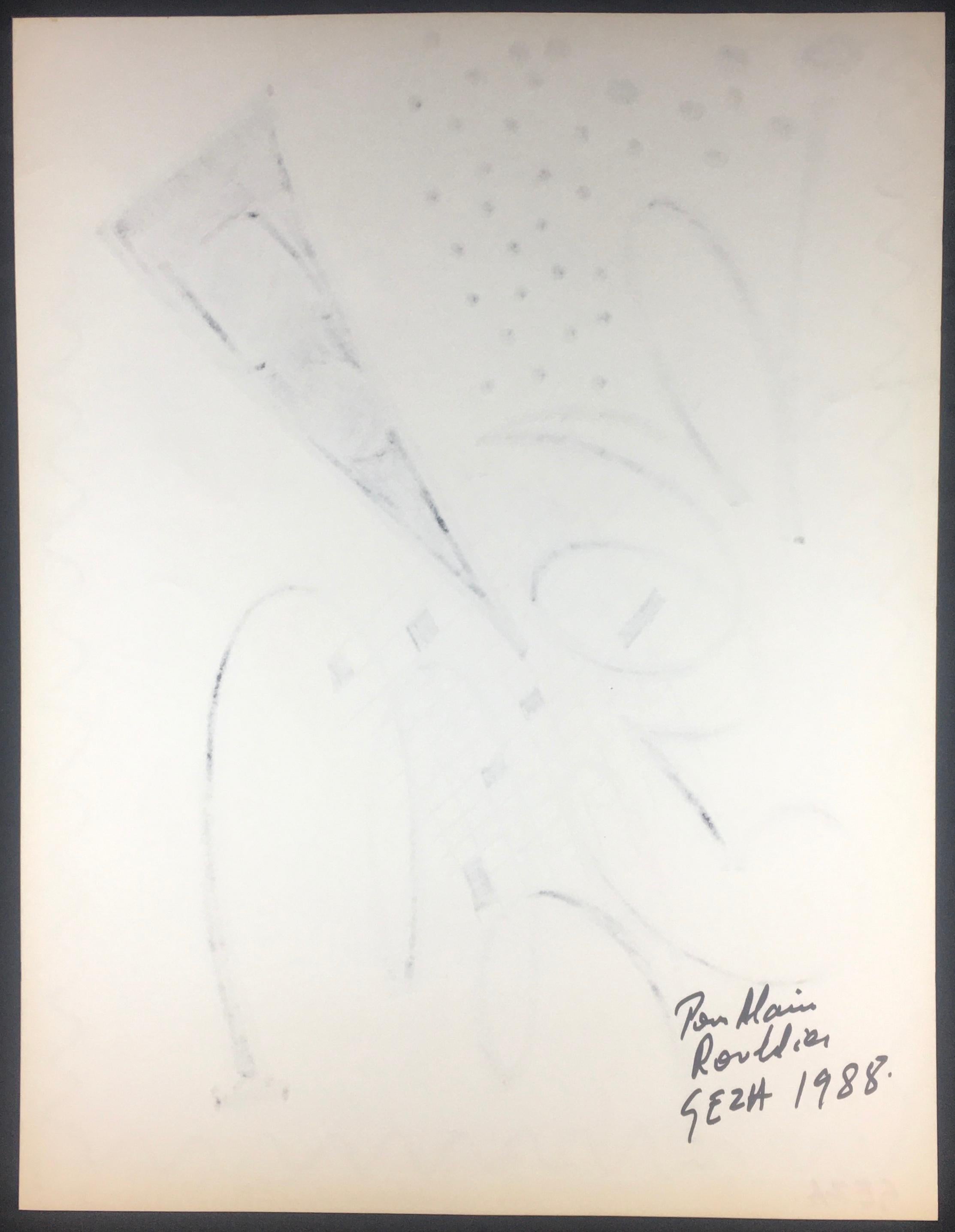 Paper Collection of Three Modern Abstract Drawings Signed Geza, Manner of Franz Kline For Sale