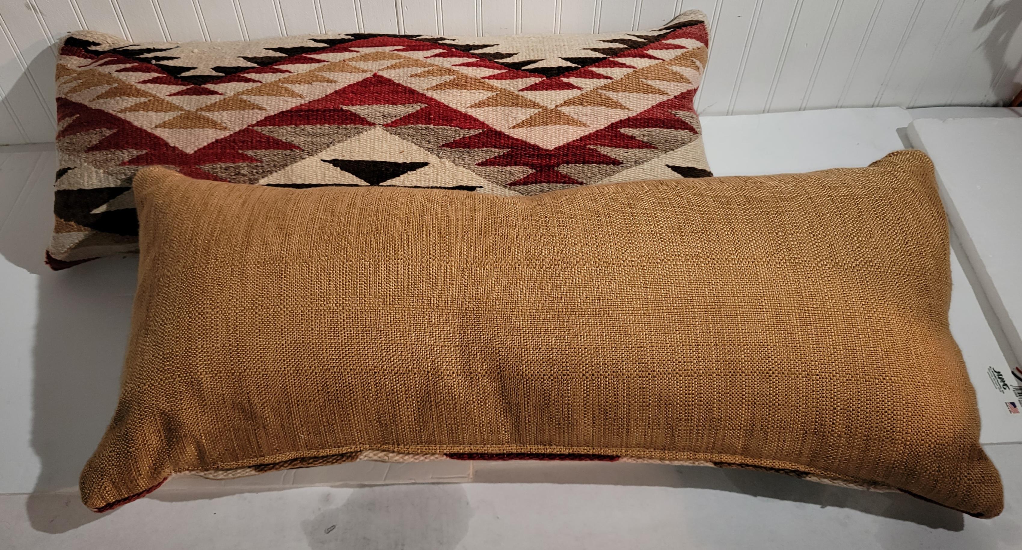 Wool Collection of Three Navajo Indian Weaving Bolster Pillows, 3 For Sale