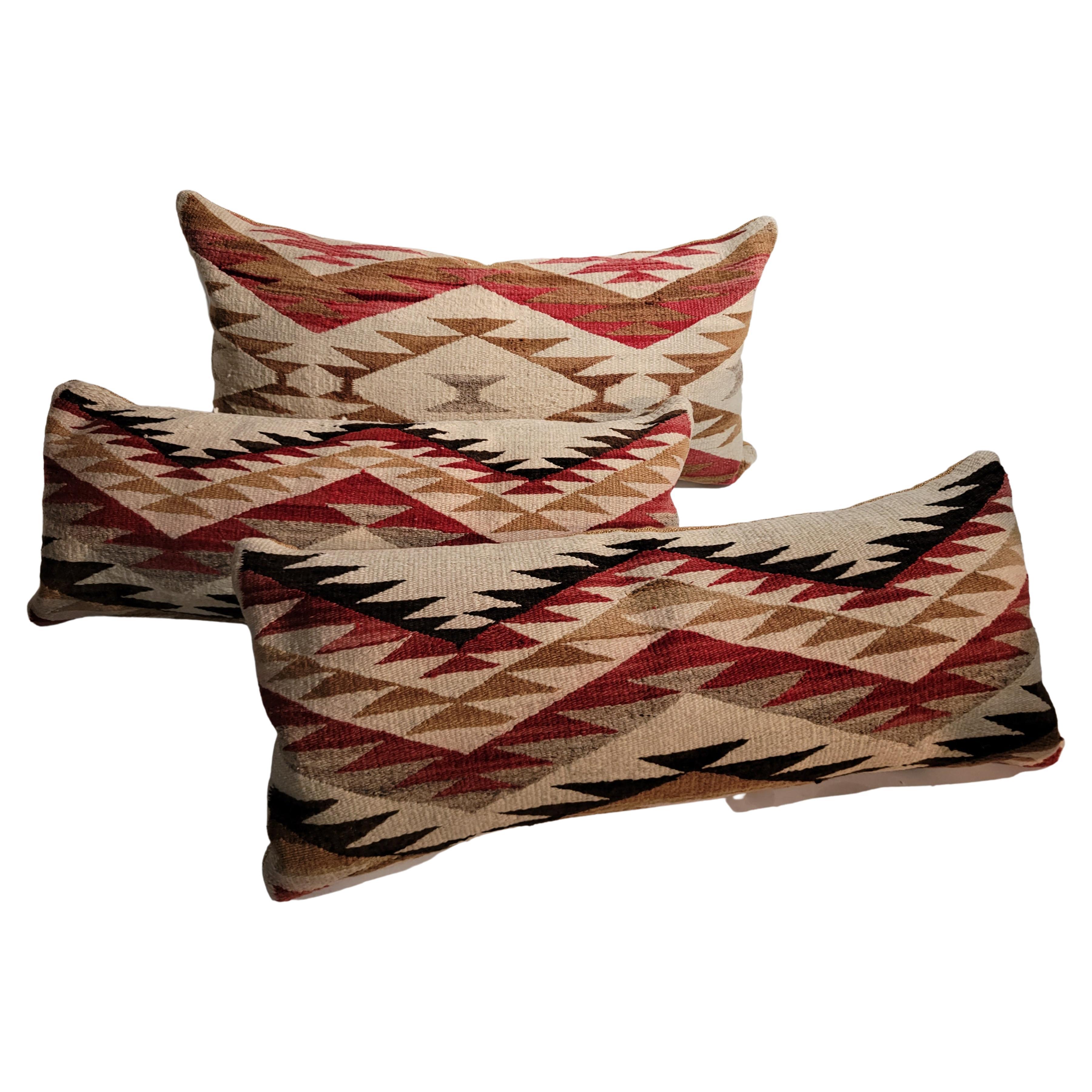 Collection of Three Navajo Indian Weaving Bolster Pillows, 3
