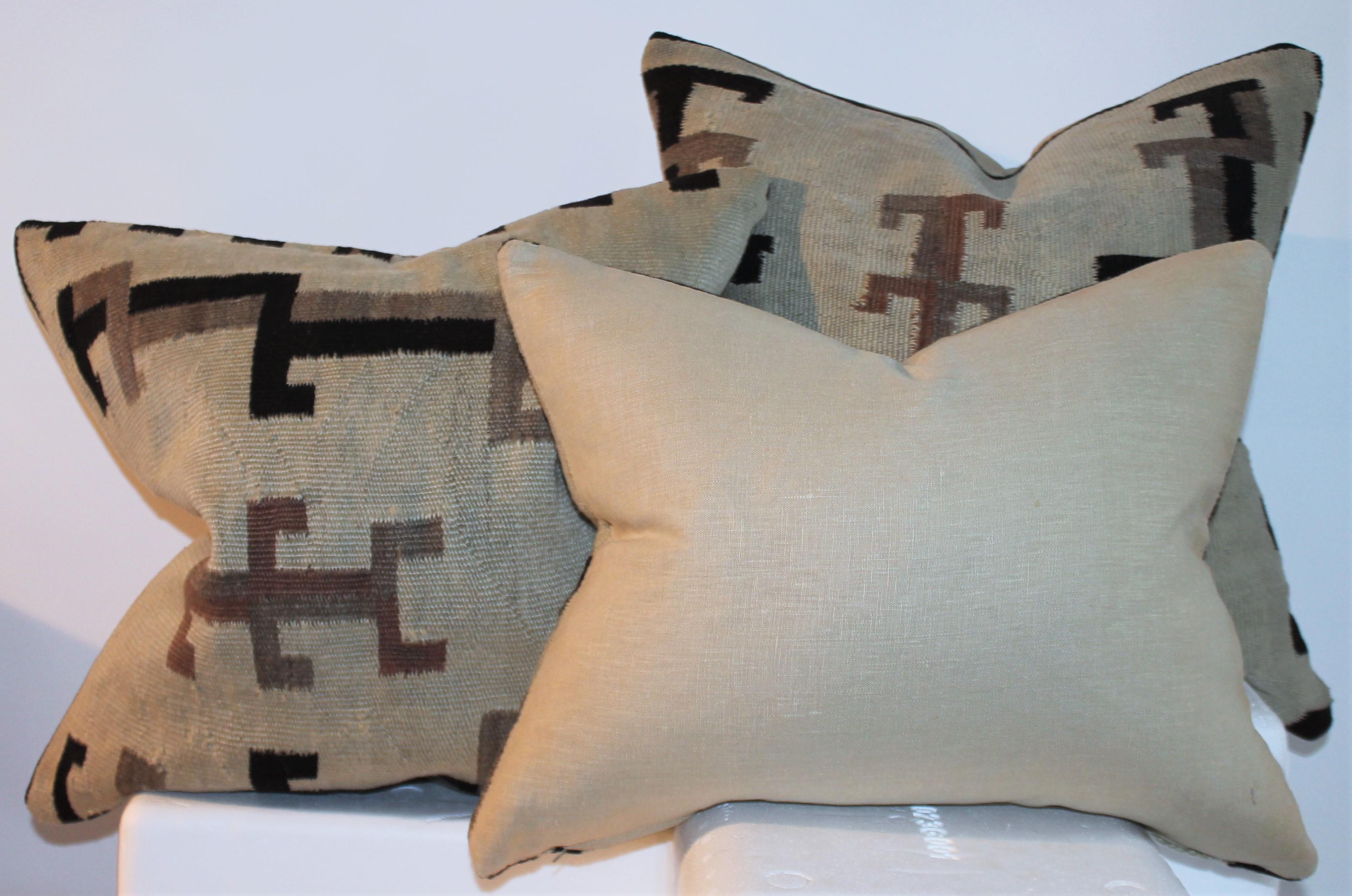 Hand-Crafted Collection of Three Navajo Indian Weaving Pillows