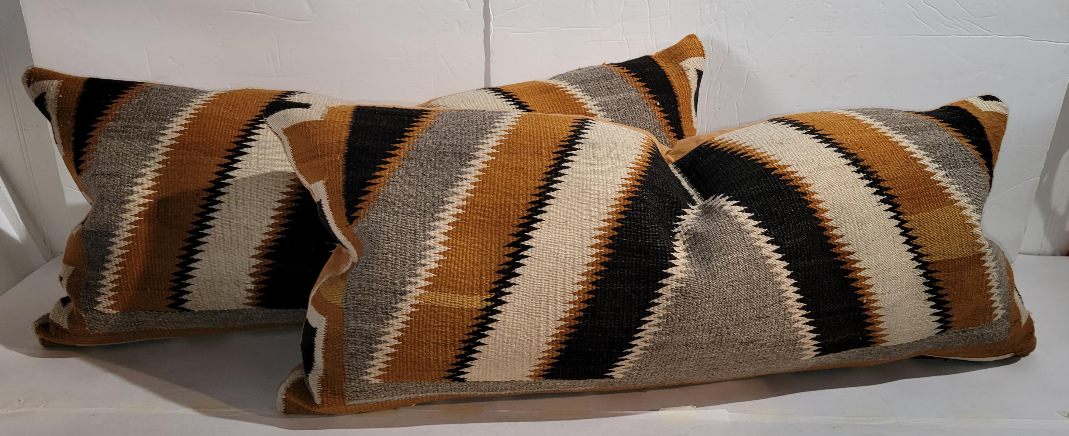 20th Century Collection of Three Navajo Indian Weaving Pillows For Sale