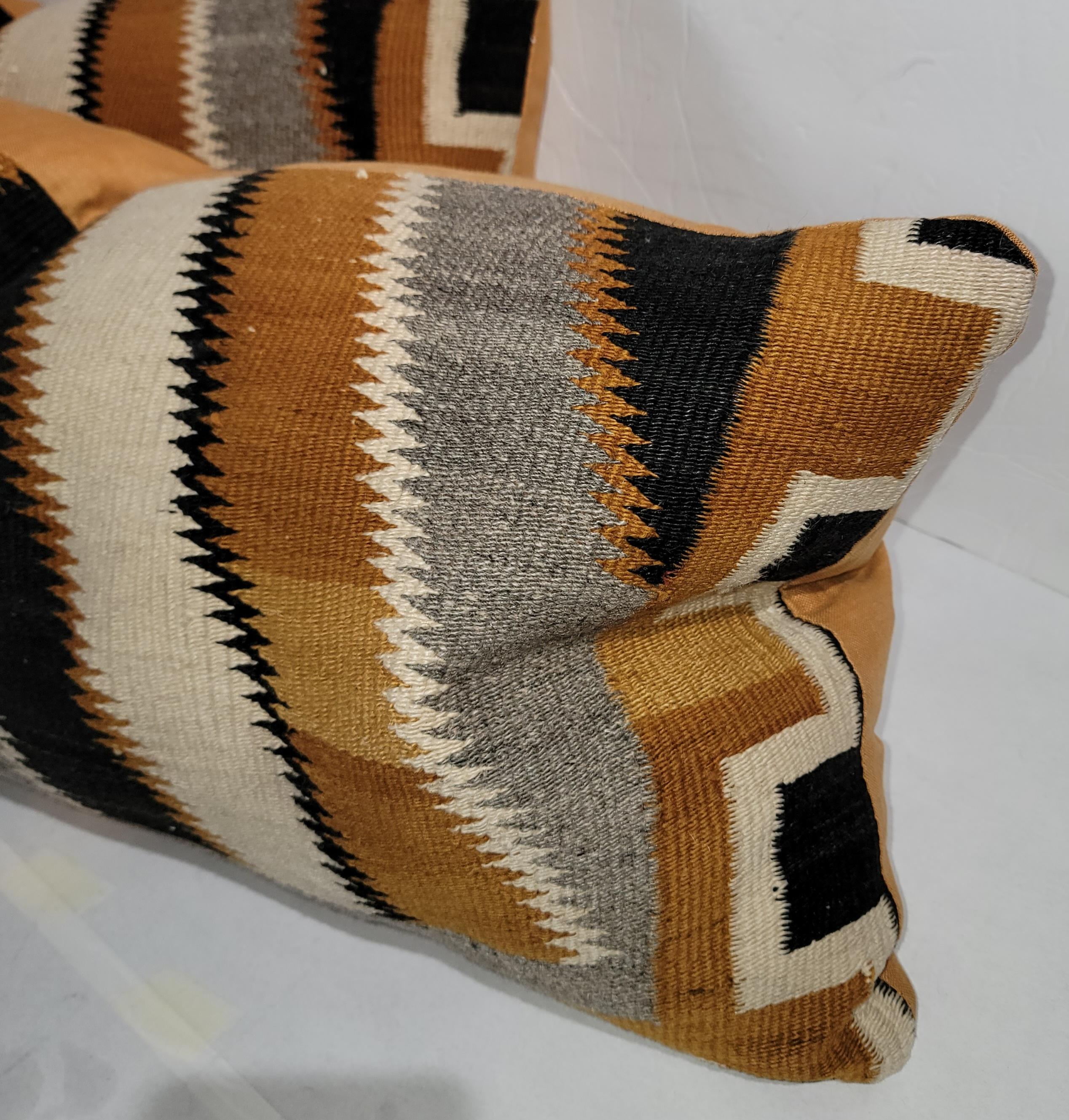 Wool Collection of Three Navajo Indian Weaving Pillows For Sale