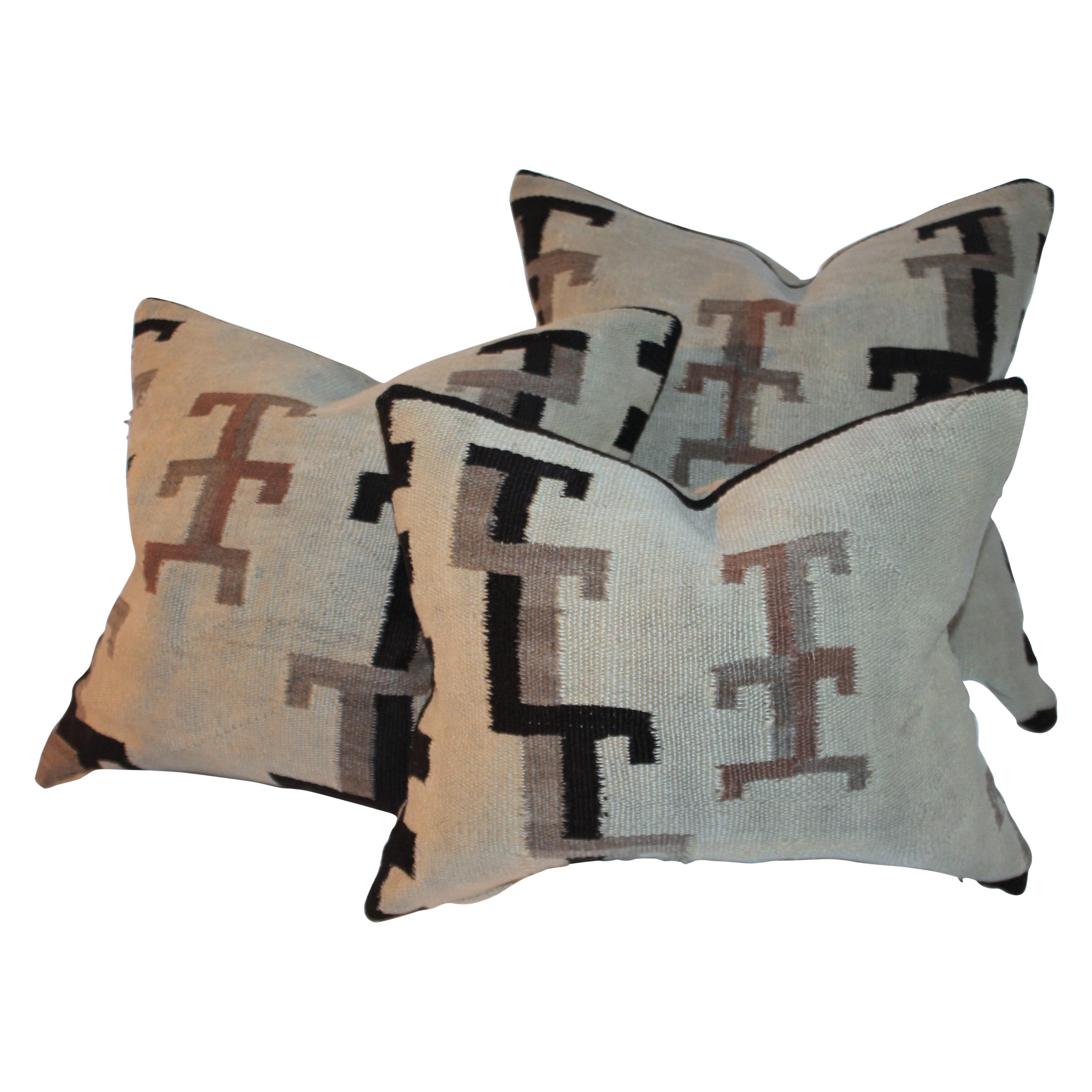 Collection of Three Navajo Indian Weaving Pillows