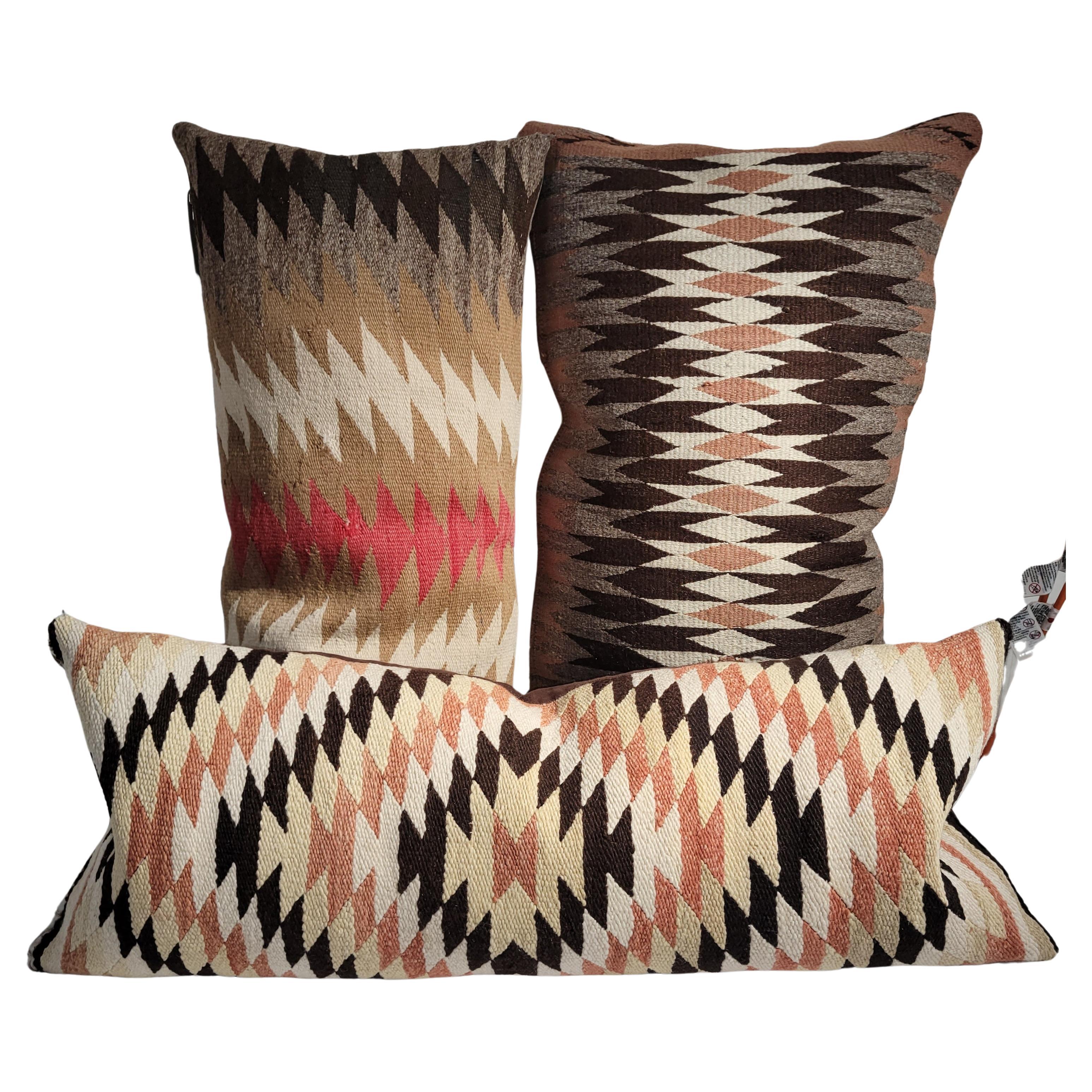 Collection of Three Navajo Indian Woven Pillows  For Sale