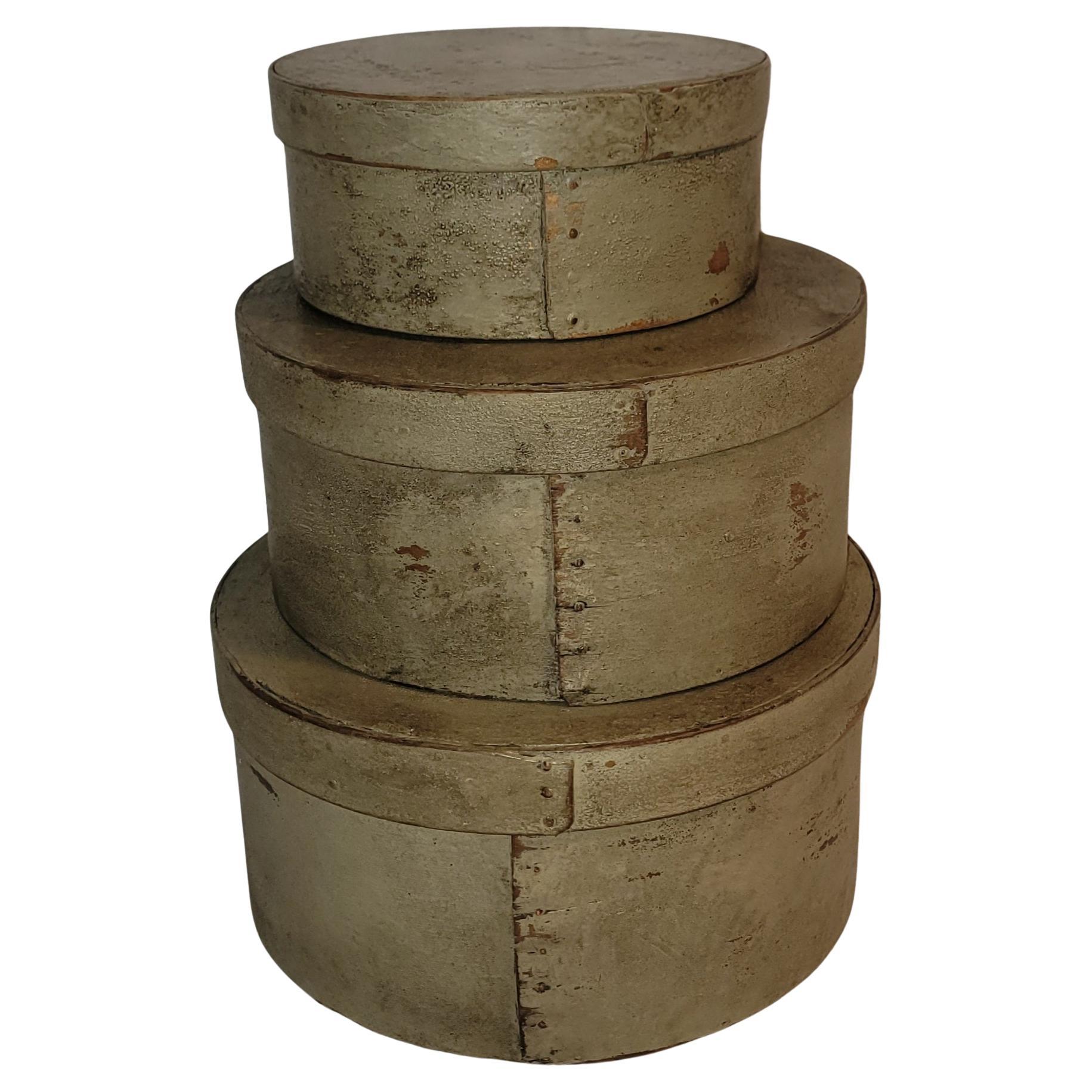 Collection of Three Original Painted 19thc Pantry Boxes