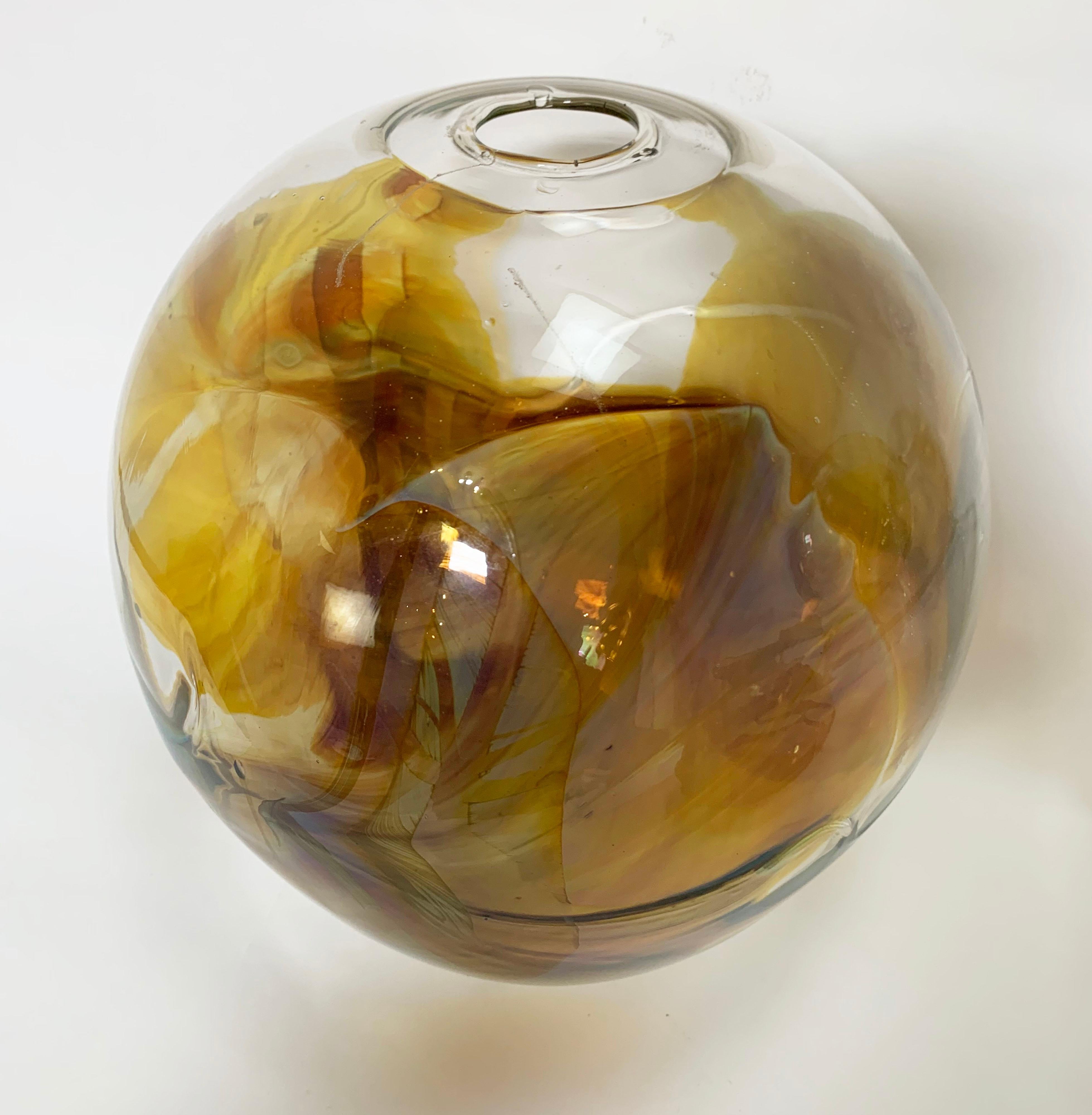 Mid-Century Modern Collection of Three Peter Bramhall Hand Blown Glass Art Sculpture Orb Vases
