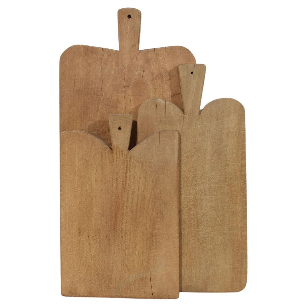 Kollektion von drei seltenen französischen Holz-Schneide- oder Schneidebrettern aus dem 19. Jahrhundert