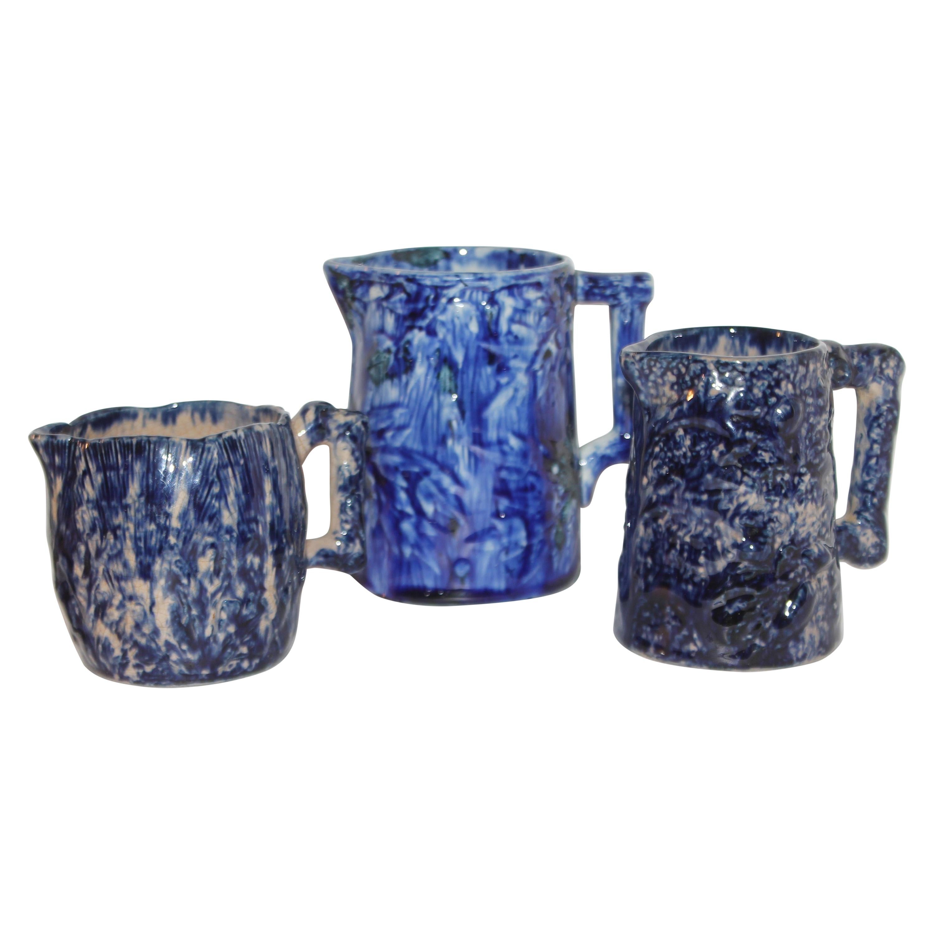 Collection of Three Sponge Ware Pitchers, 3