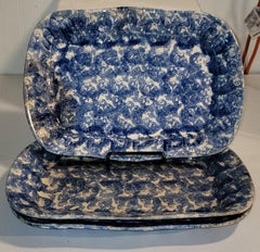 Collection of Three Sponge Ware Serving Platters -3