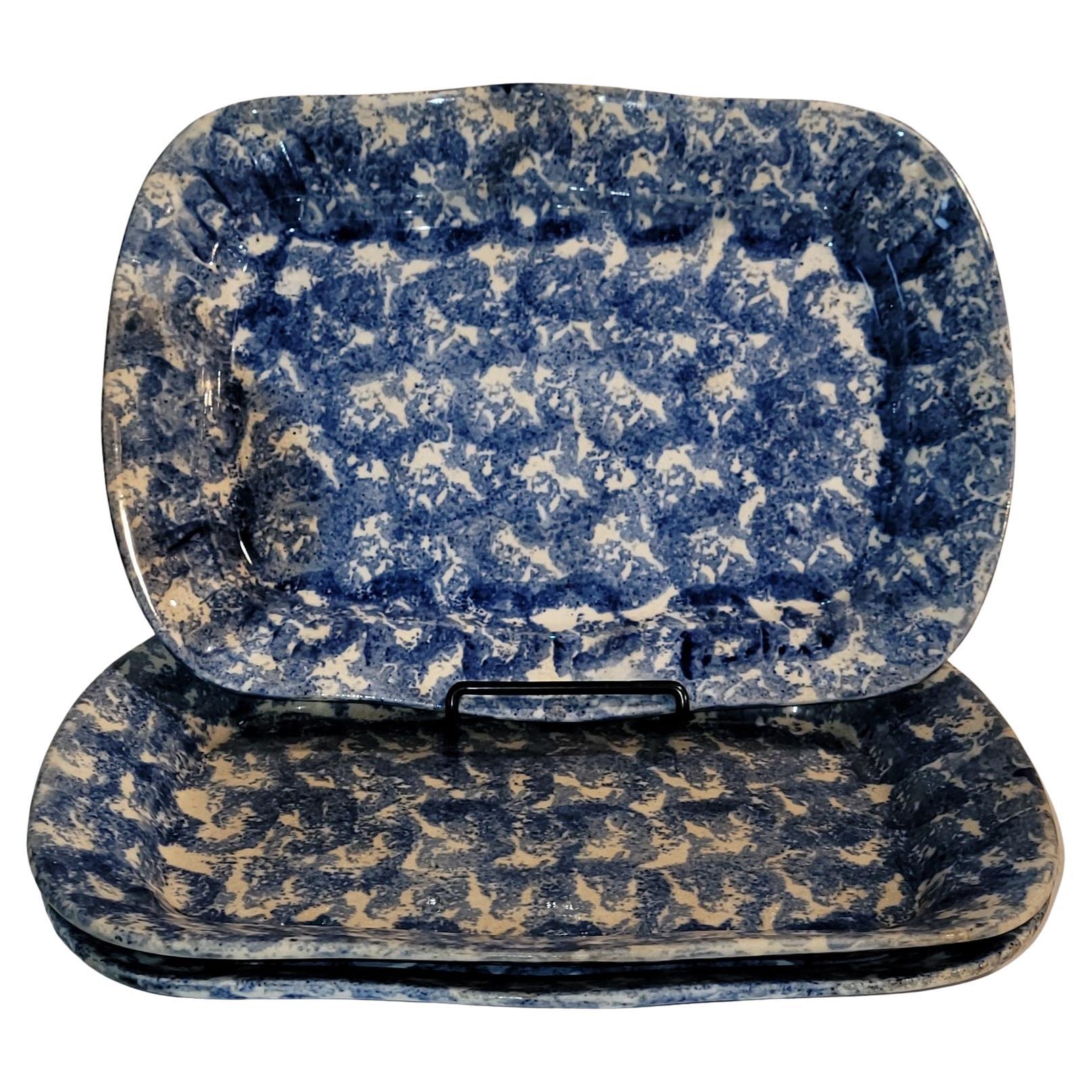 Collection of Three Sponge Ware Serving Platters -3