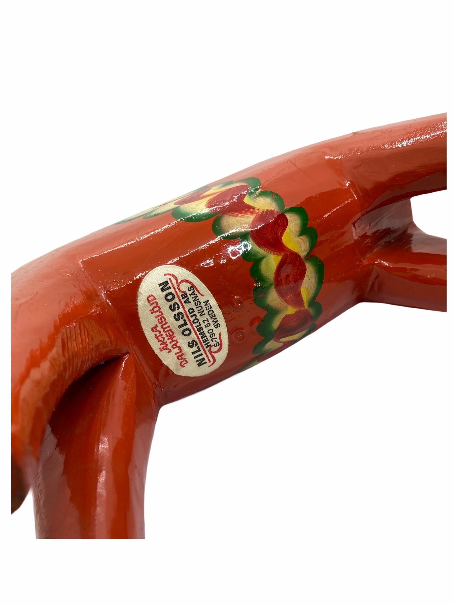 Hand-Carved Collection of Three Vintage Swedish Dala Horses by Nils Olsson, Sweden Folk Art