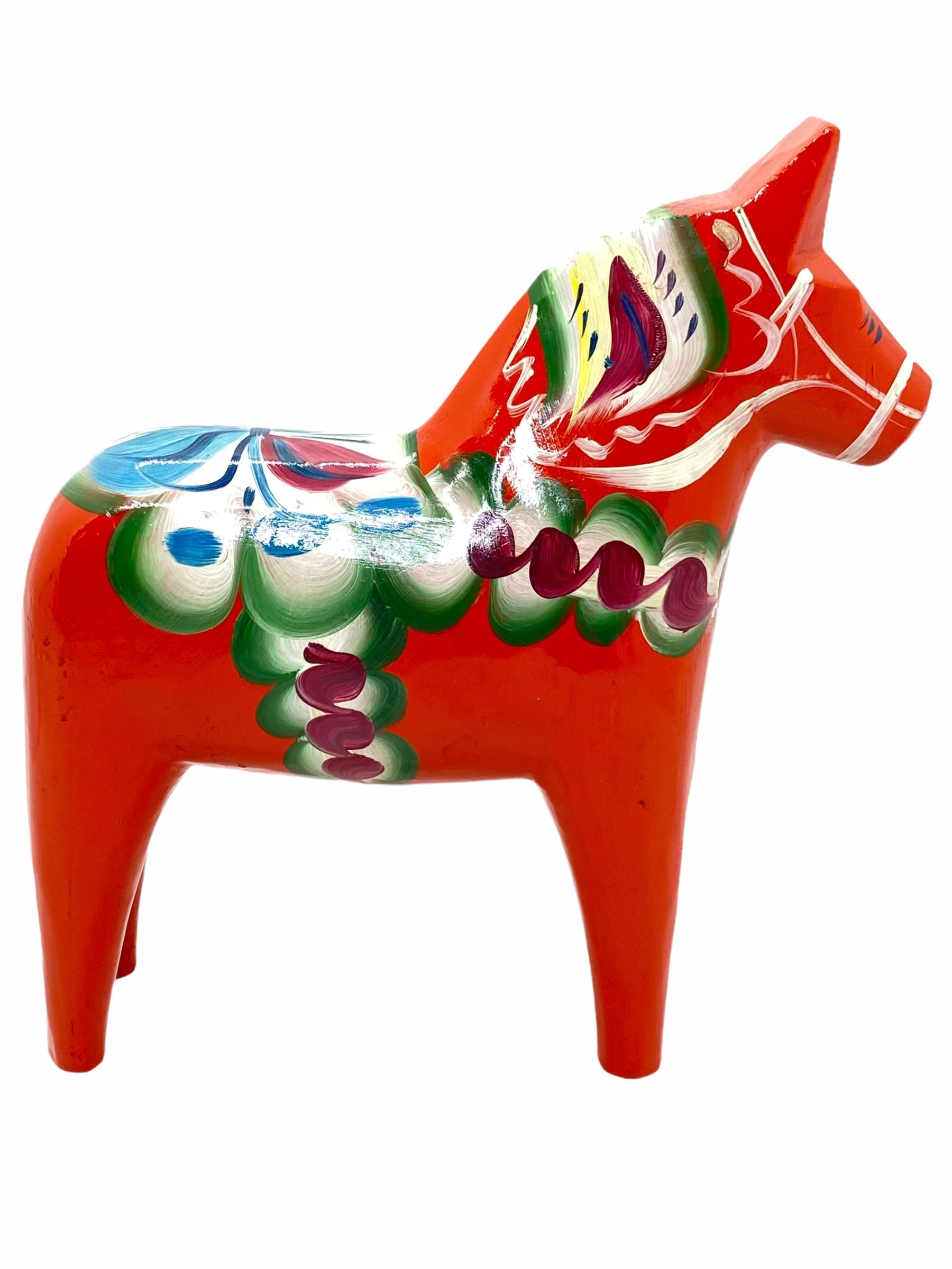 Mid-20th Century Collection of Three Vintage Swedish Dala Horses by Nils Olsson, Sweden Folk Art