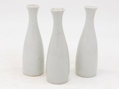 Collection of Three White Single Bud Vases, French Early 21st C.