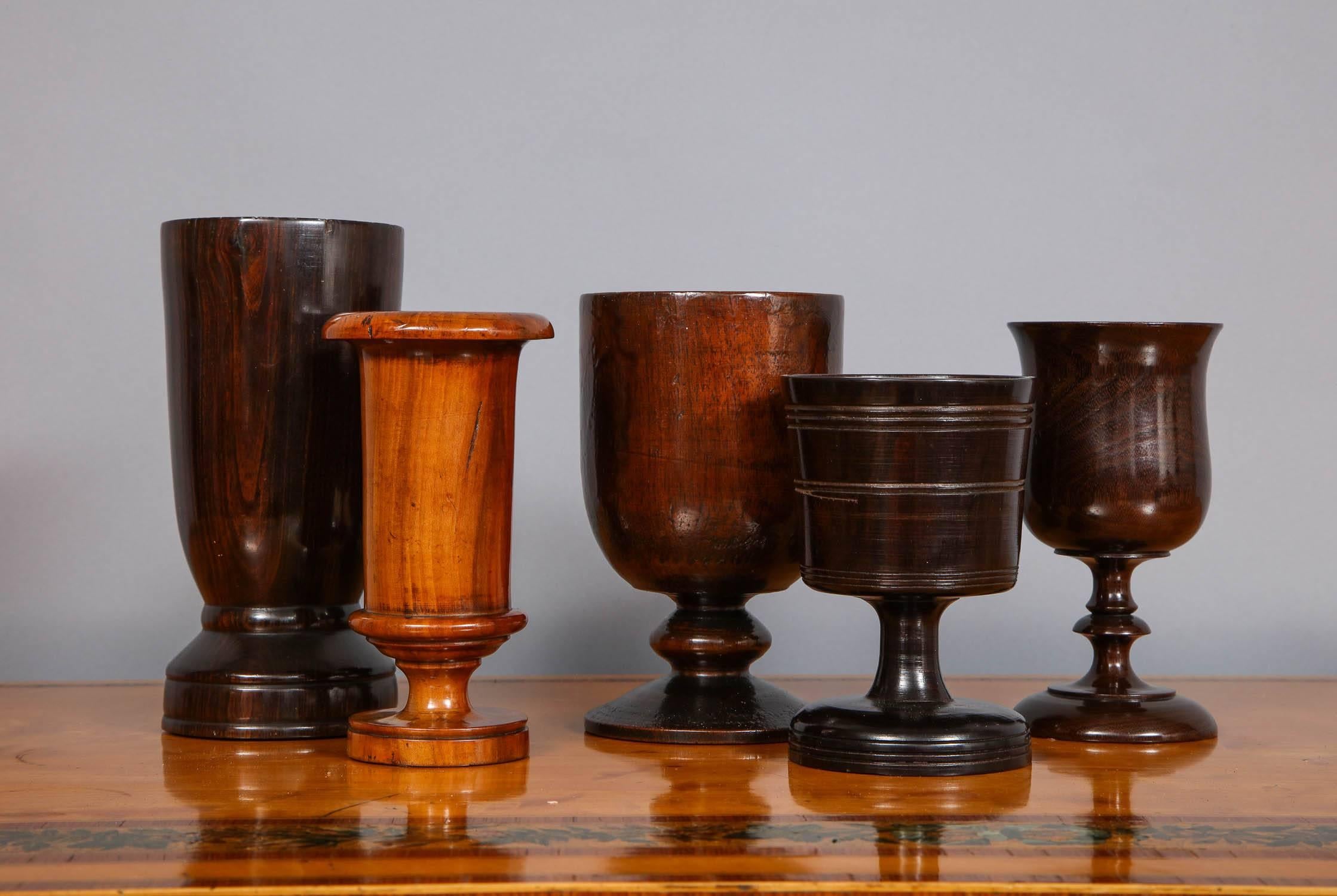 Folk Art Collection of Treen Vessels For Sale