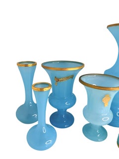 Collection'S di vetri opalini turchesi con montature in bronzo, Italia, inizi del XX secolo