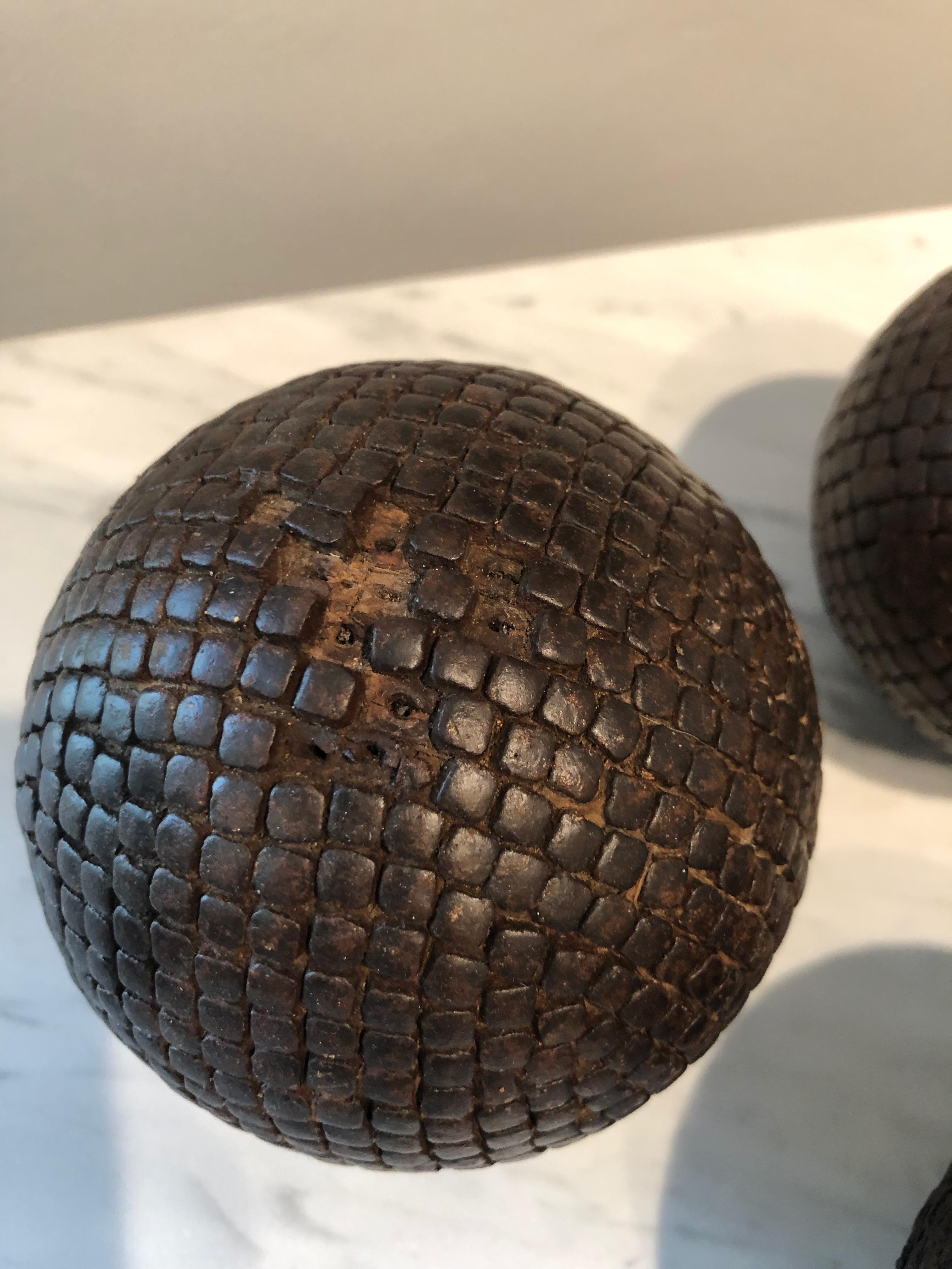 Collection of Twelve 19th Century French Iron-Studded Pétanque Boules 7