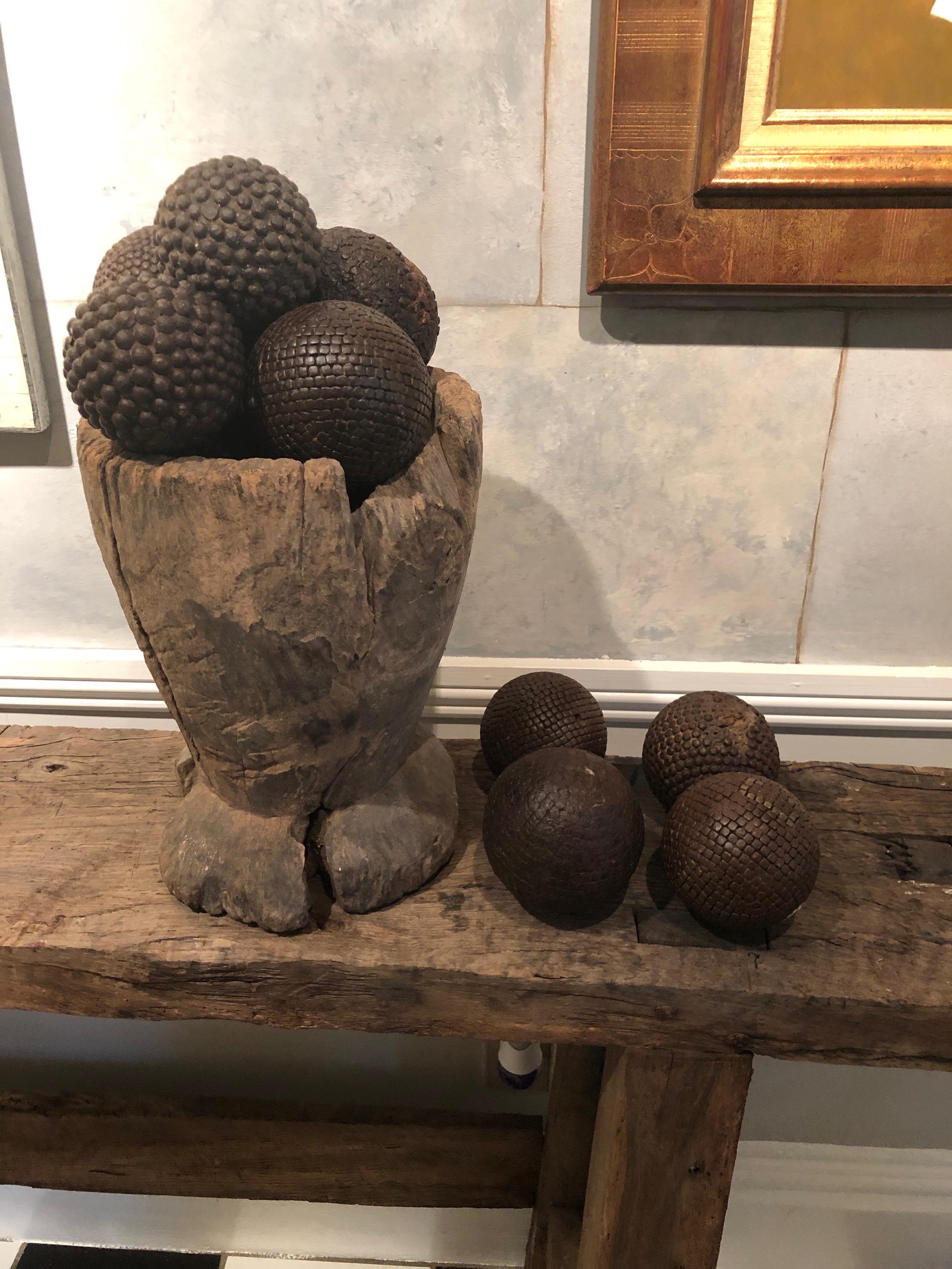 Collection of Twelve 19th Century French Iron-Studded Pétanque Boules 9