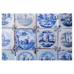 Collection of Twelve Antique Delft Tiles